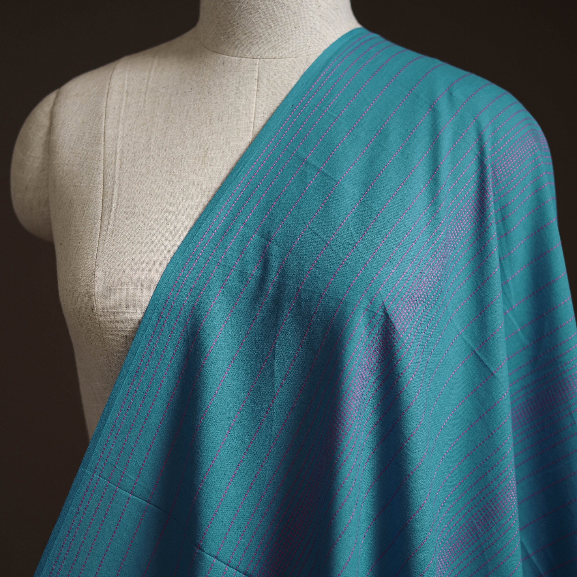 Blue - Prewashed Cotton Jacquard Fabric 28 - Image 2