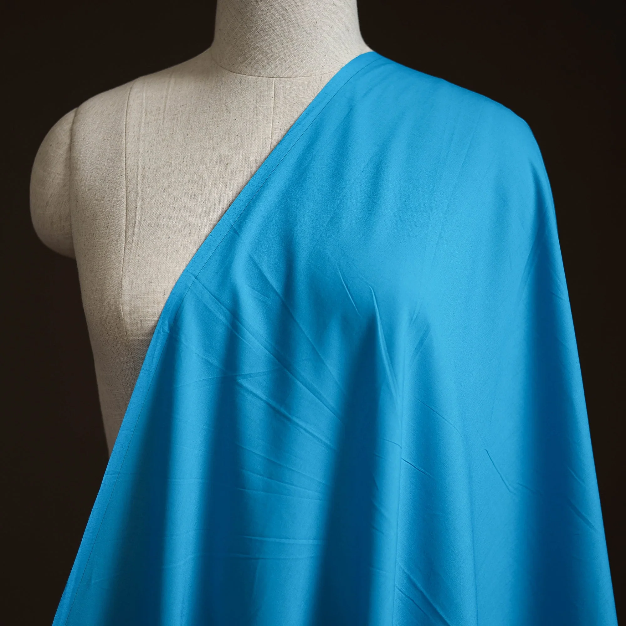 Blue - Prewashed Cotton Plain Fabric 33 - Image 2