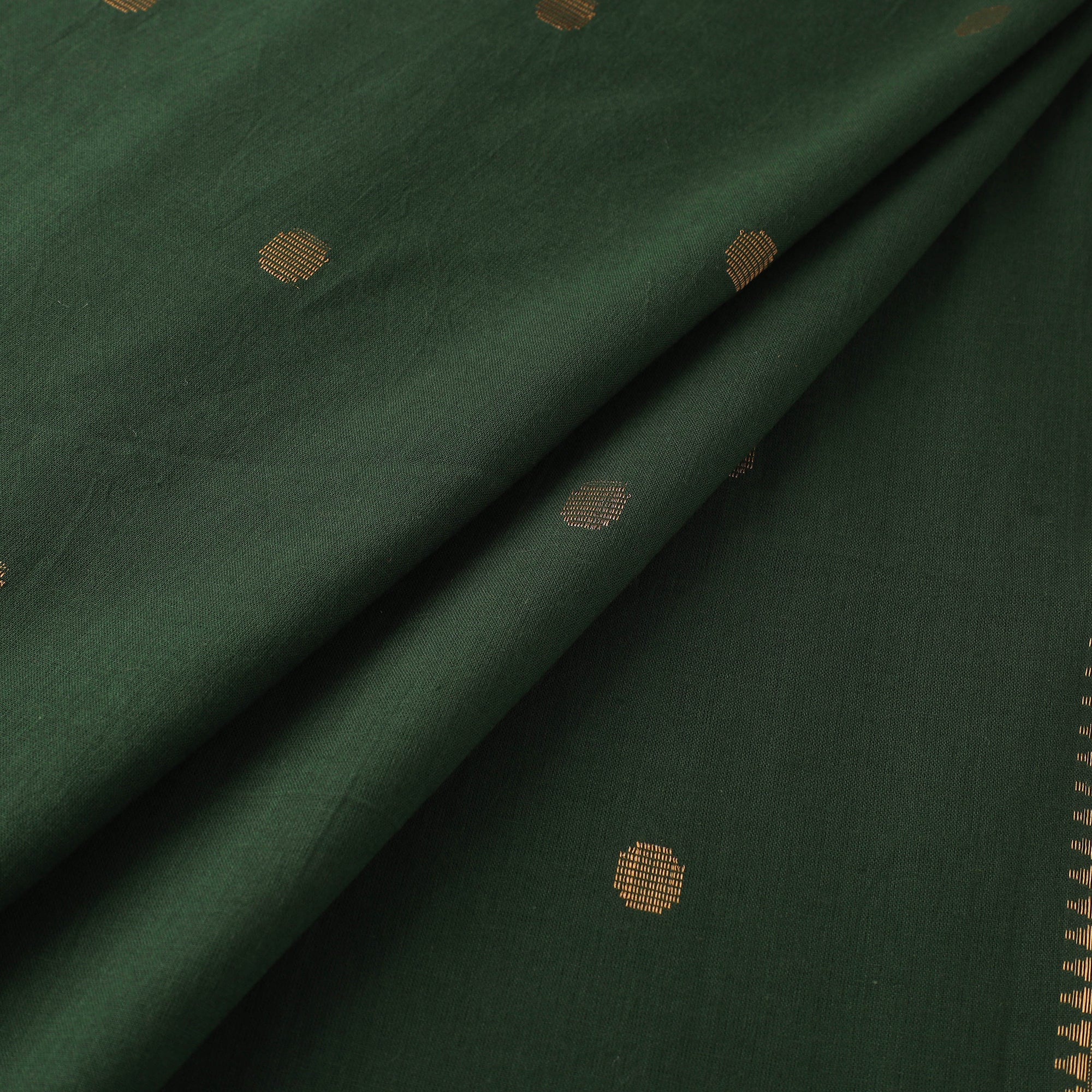 Green - Prewashed Cotton Zari Buti Jacquard Fabric 07 - Image 2