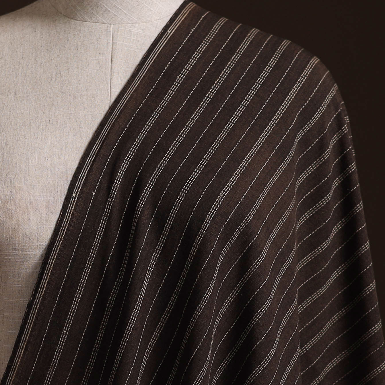 Brown - Prewashed Fine Cotton Handloom Plain Fabric 04 - Image 2