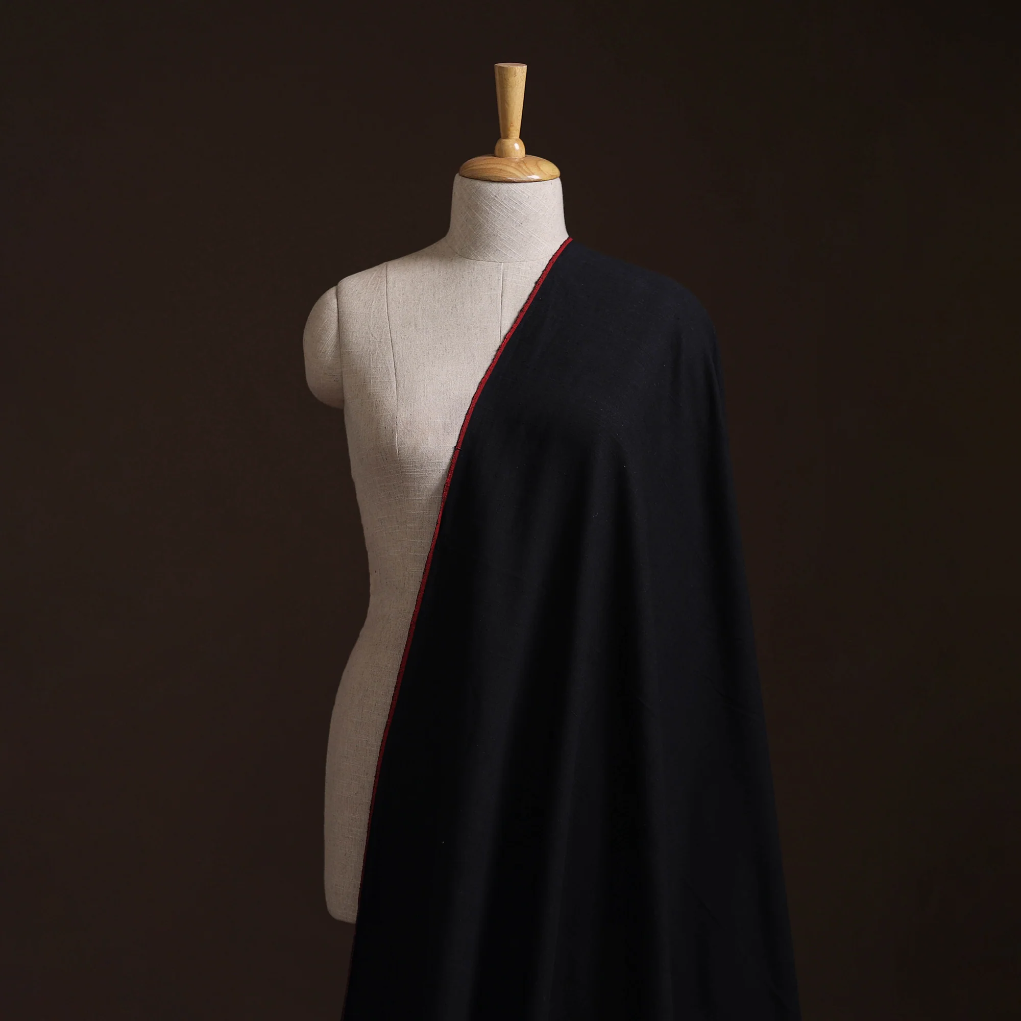 Black - Prewashed Fine Cotton Handloom Plain Fabric 12