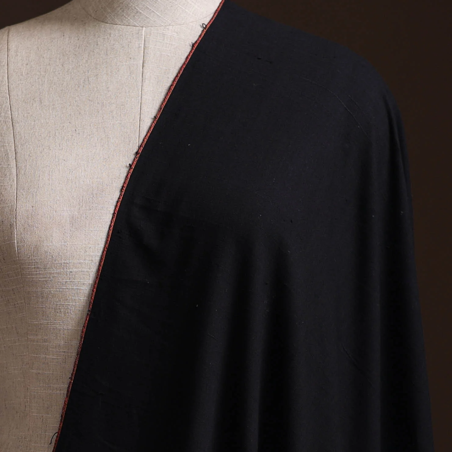 Black - Prewashed Fine Cotton Handloom Plain Fabric 17 - Image 2