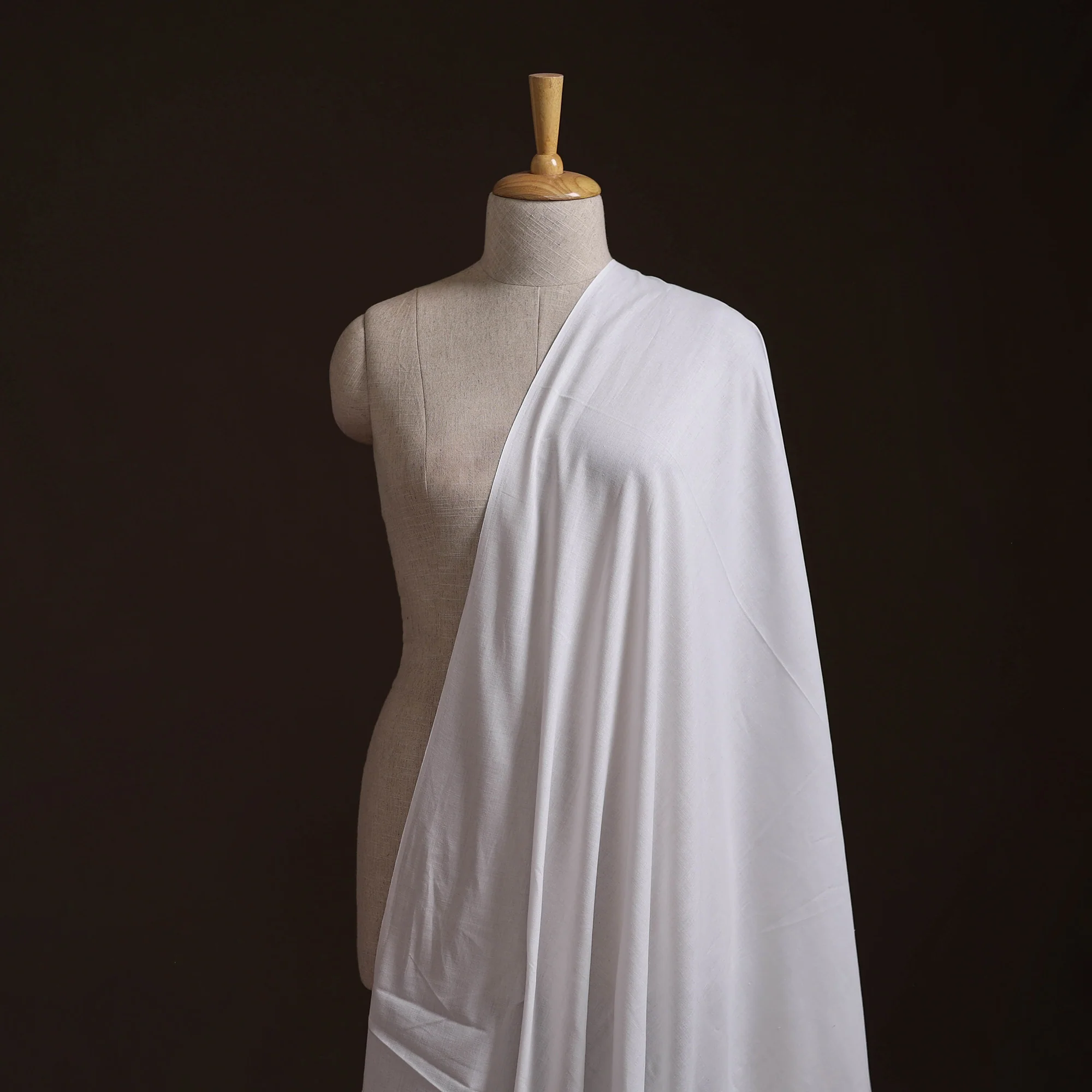 White - Prewashed Fine Cotton Handloom Plain Fabric 24