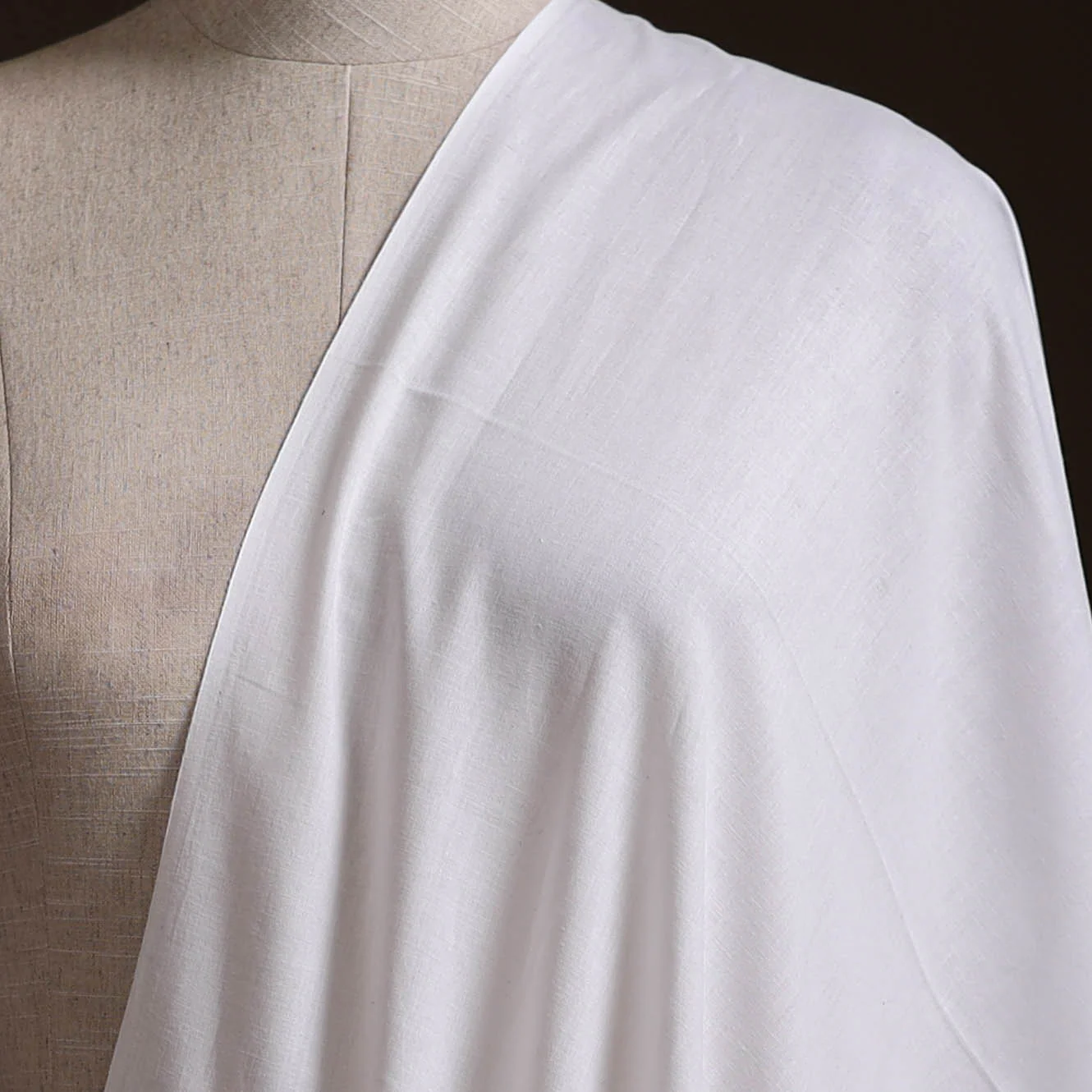 White - Prewashed Fine Cotton Handloom Plain Fabric 24 - Image 2