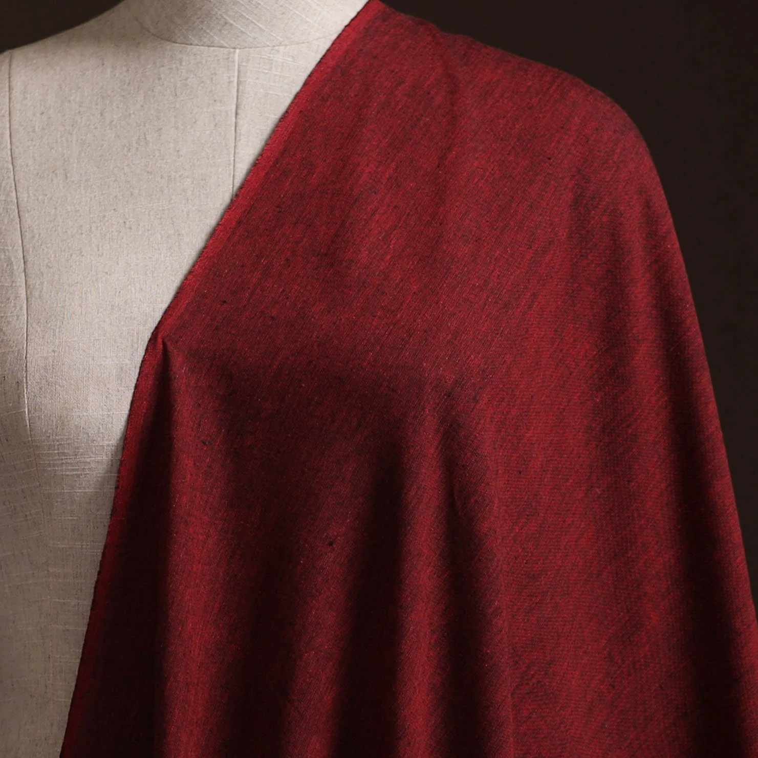 Maroon - Prewashed Fine Cotton Handloom Plain Fabric 25 - Image 2