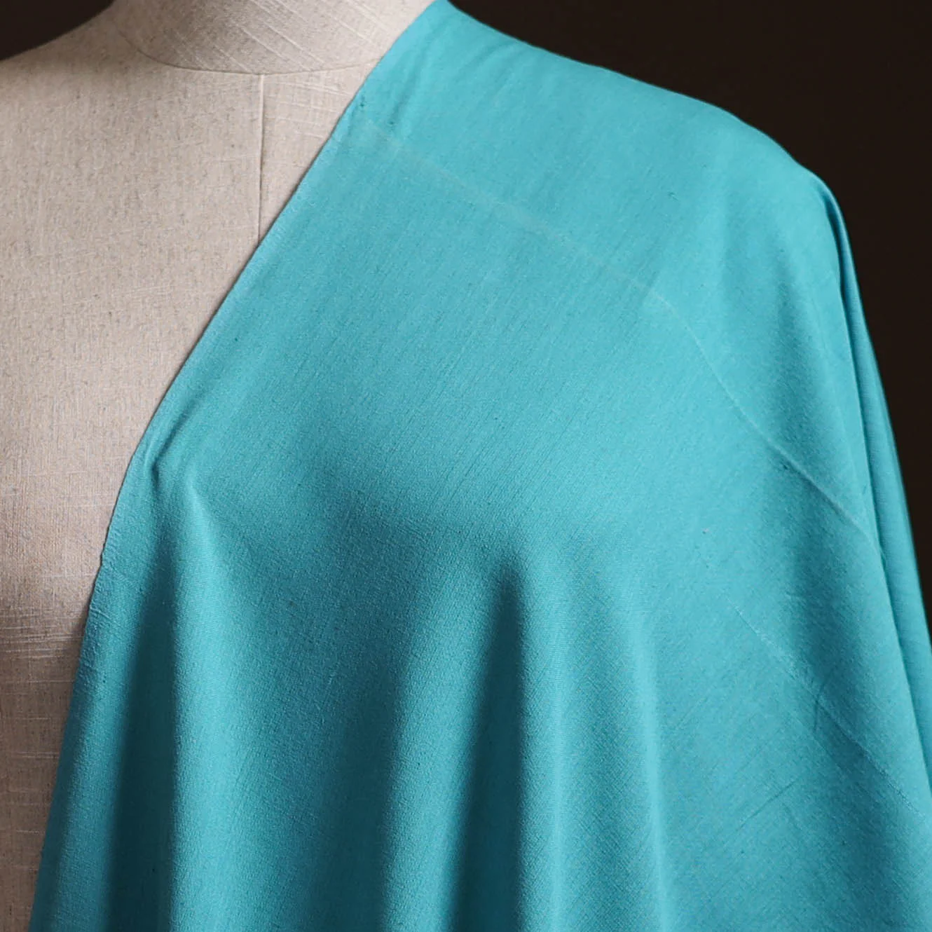 Blue - Prewashed Fine Cotton Handloom Plain Fabric 27 - Image 2