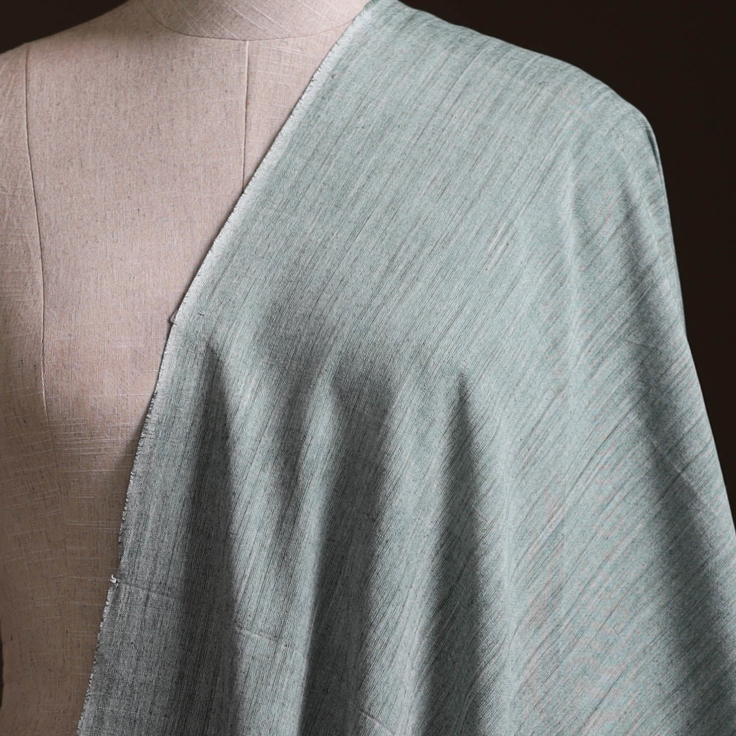 Grey - Prewashed Fine Cotton Handloom Plain Fabric 38 - Image 2