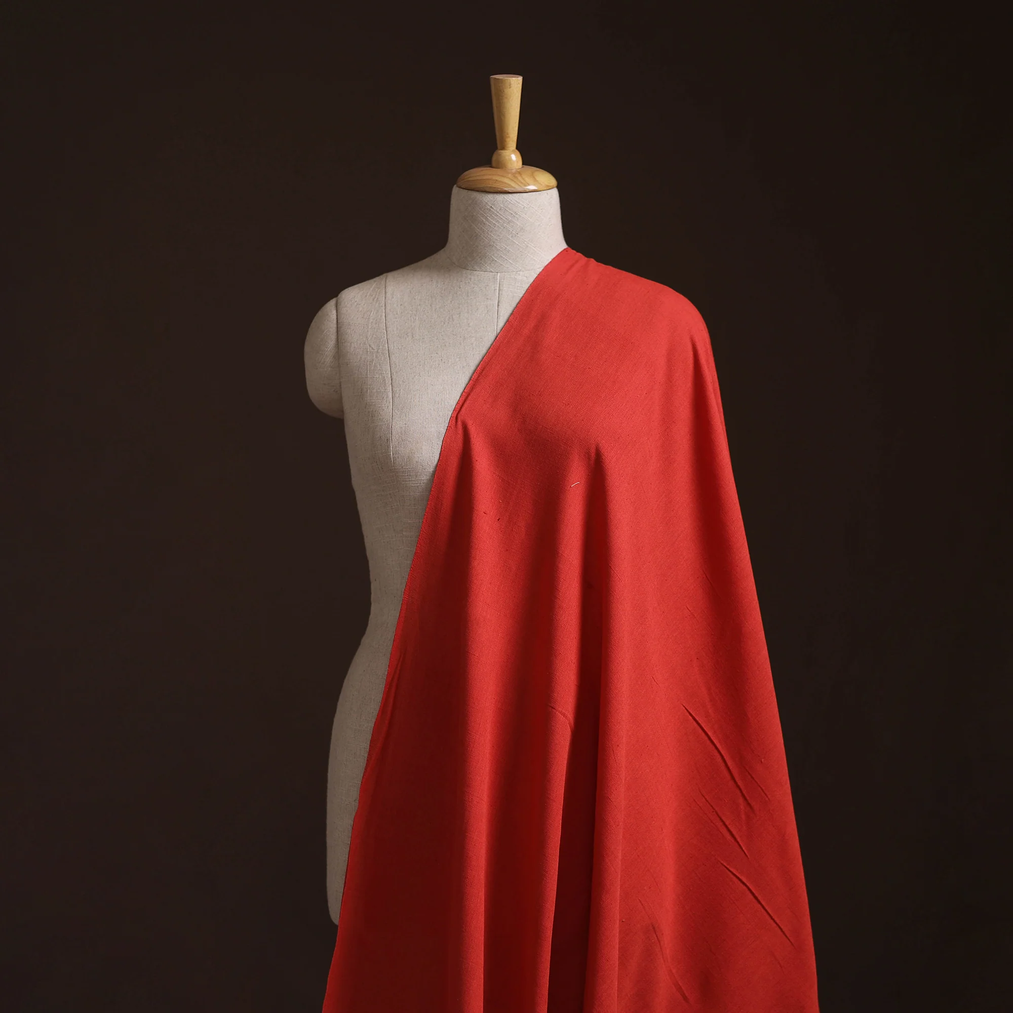 Red - Prewashed Fine Cotton Handloom Plain Fabric 41