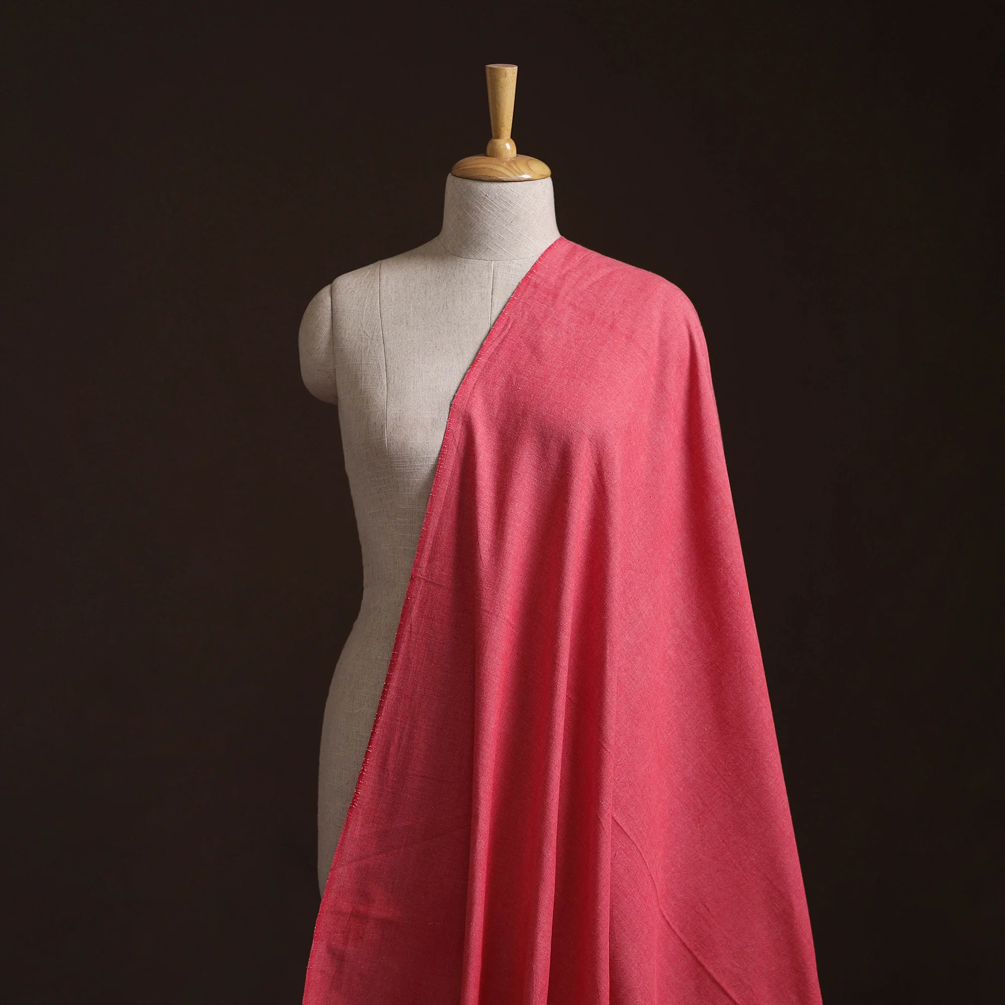 Pink - Prewashed Fine Cotton Handloom Plain Fabric 44