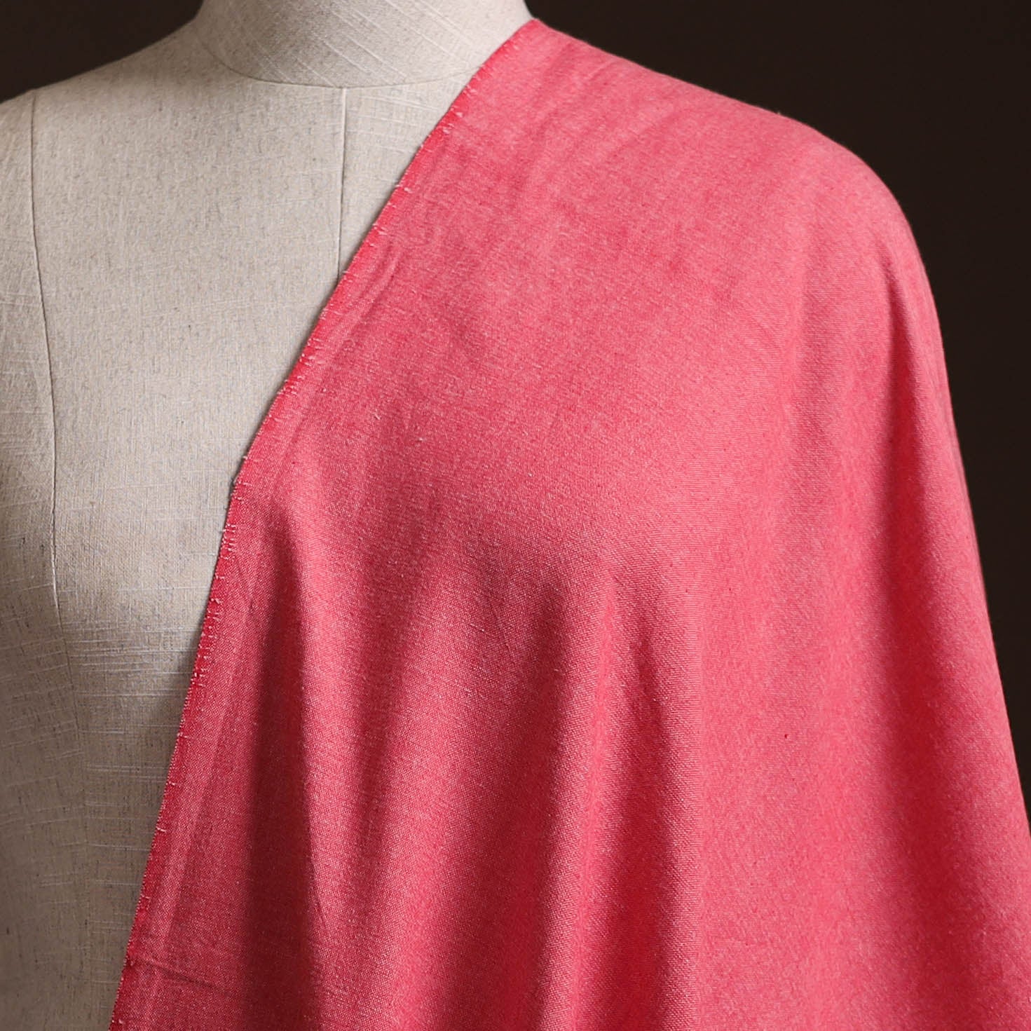 Pink - Prewashed Fine Cotton Handloom Plain Fabric 44 - Image 2