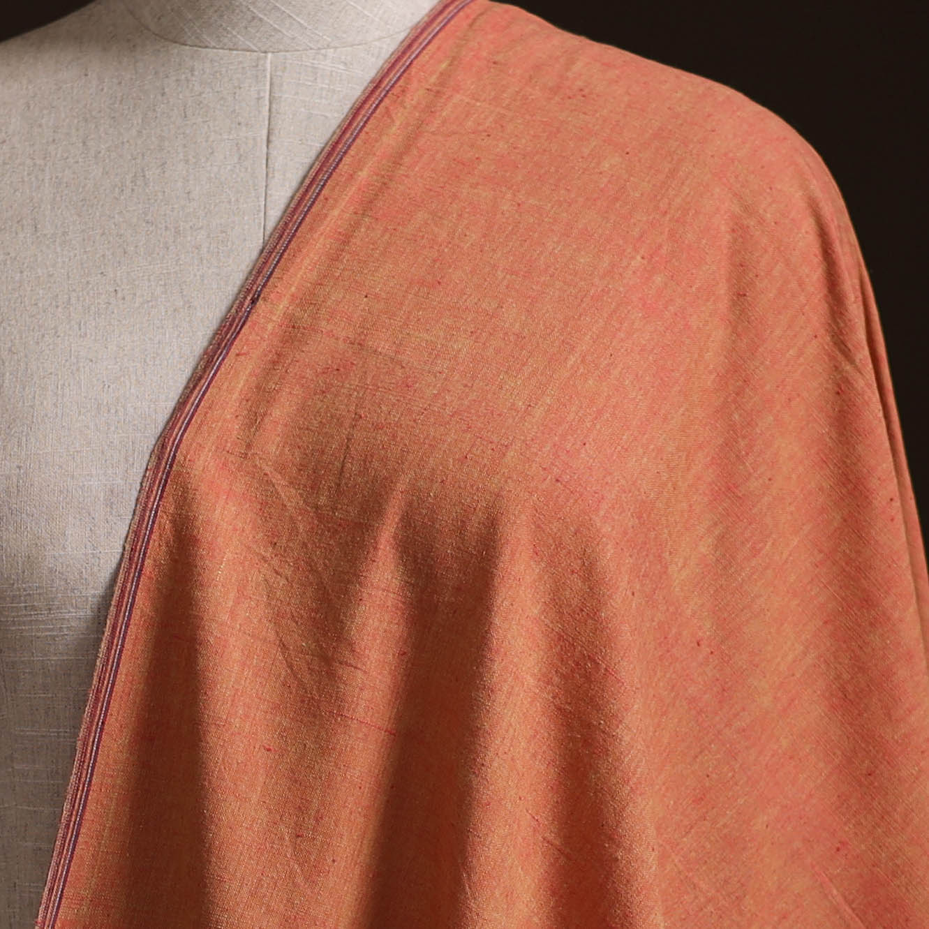 Orange - Prewashed Fine Cotton Handloom Plain Fabric 46 - Image 2