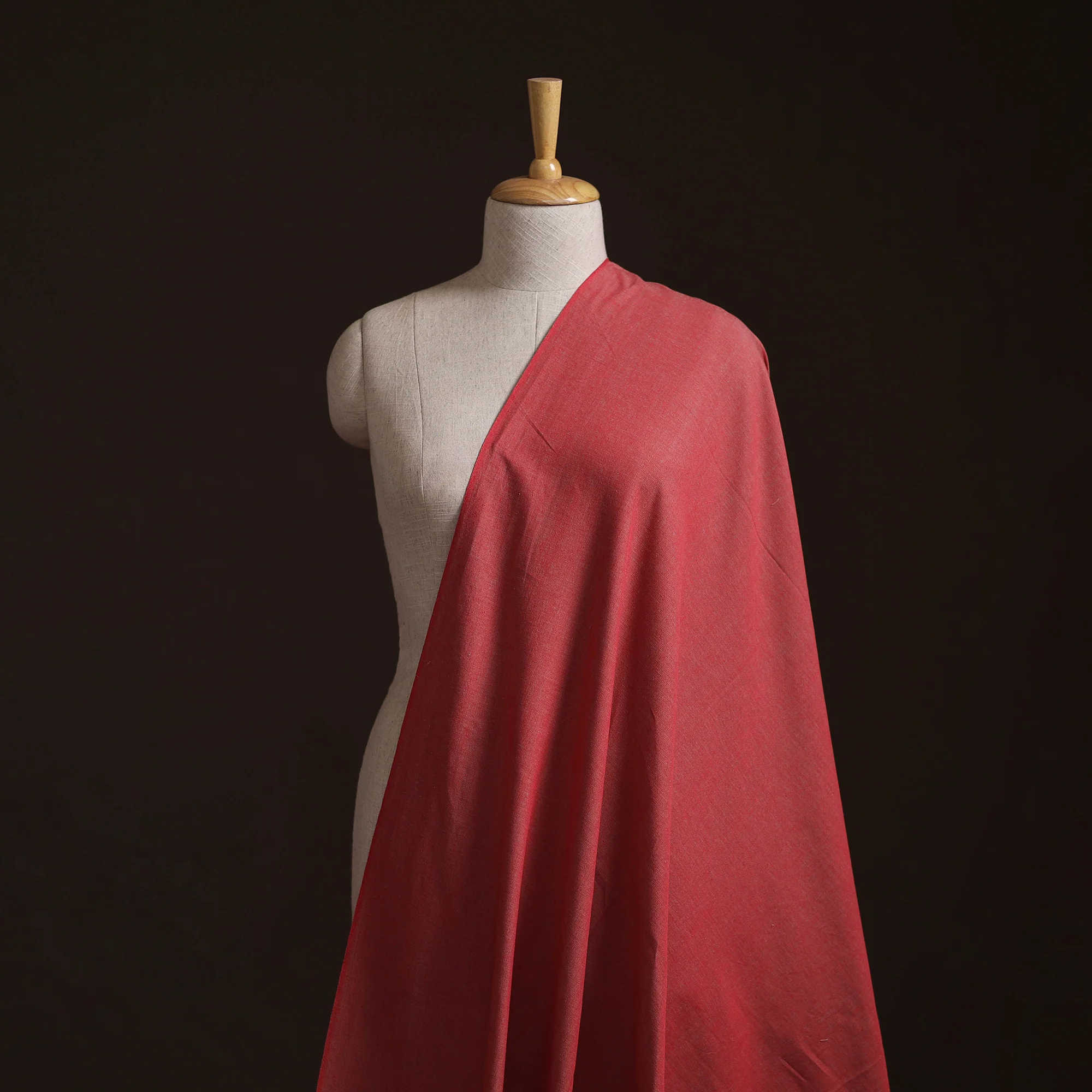 Red - Prewashed Fine Cotton Handloom Plain Fabric 50