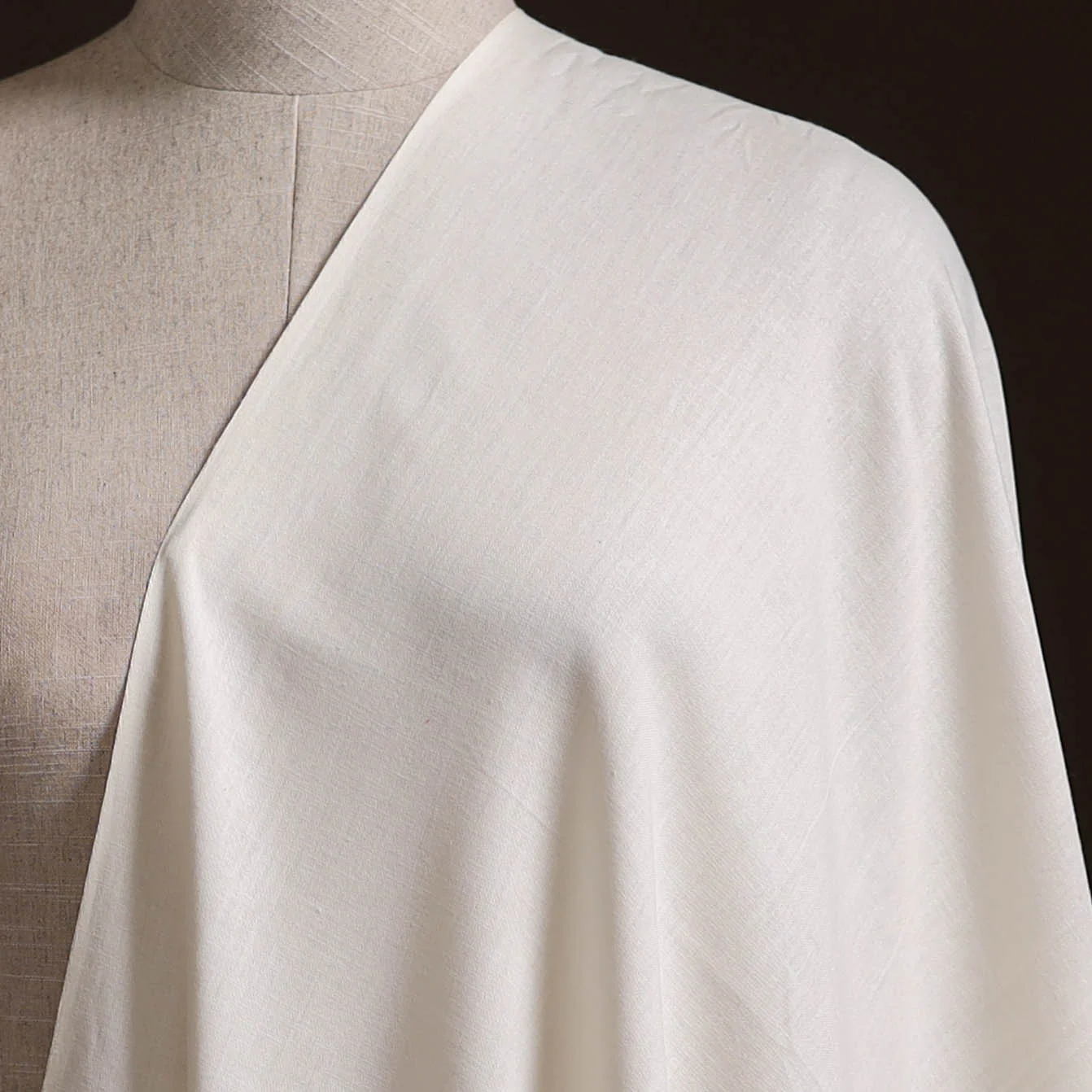 White - Prewashed Fine Cotton Handloom Plain Fabric 53 - Image 2