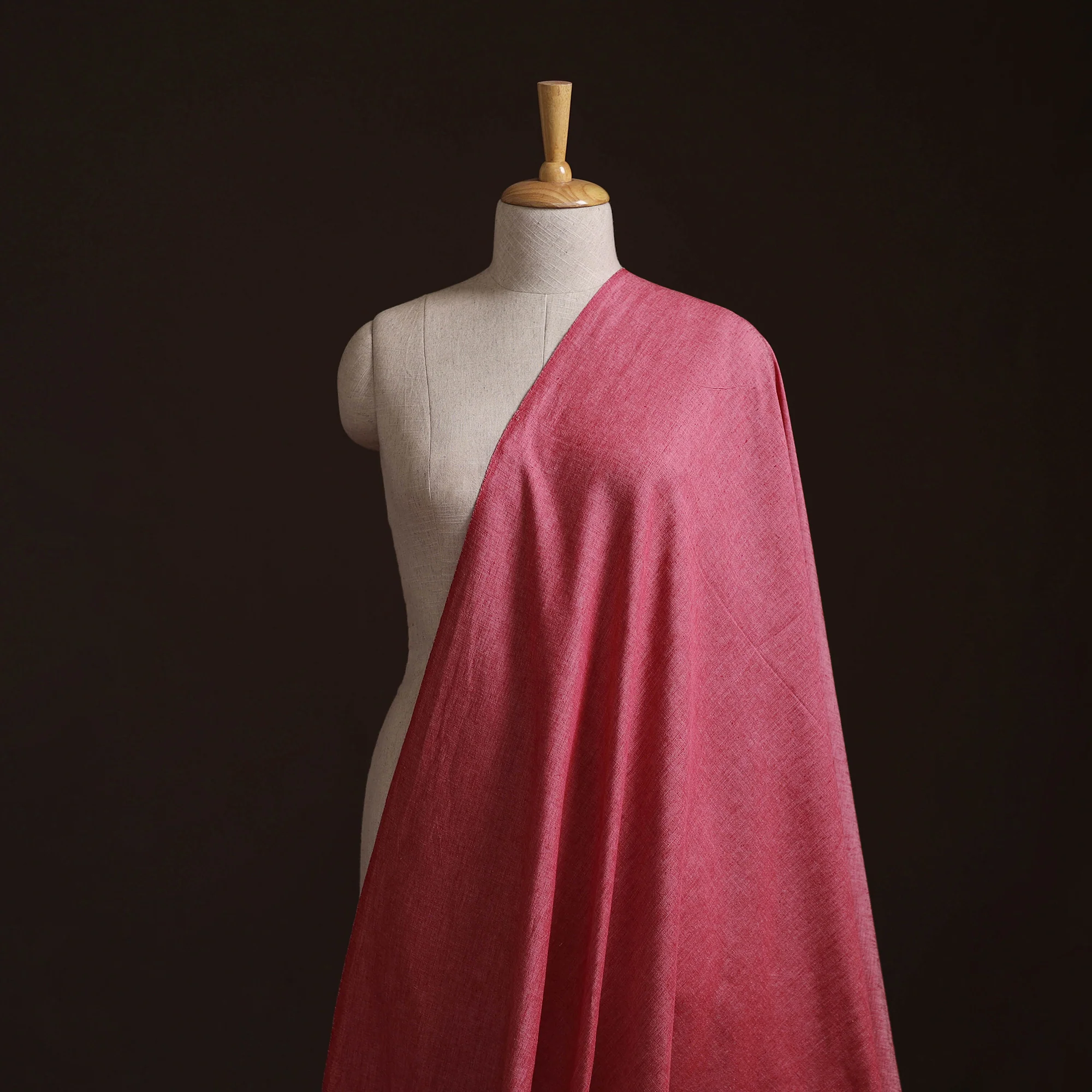 Pink - Prewashed Fine Cotton Handloom Plain Fabric 56