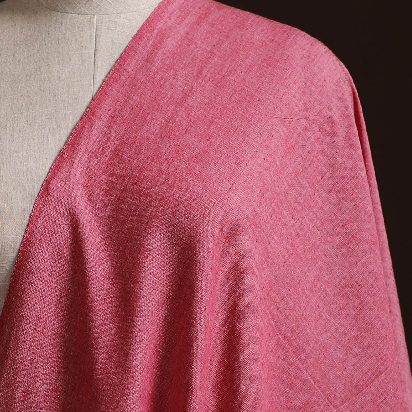 Pink - Prewashed Fine Cotton Handloom Plain Fabric 56 - Image 2