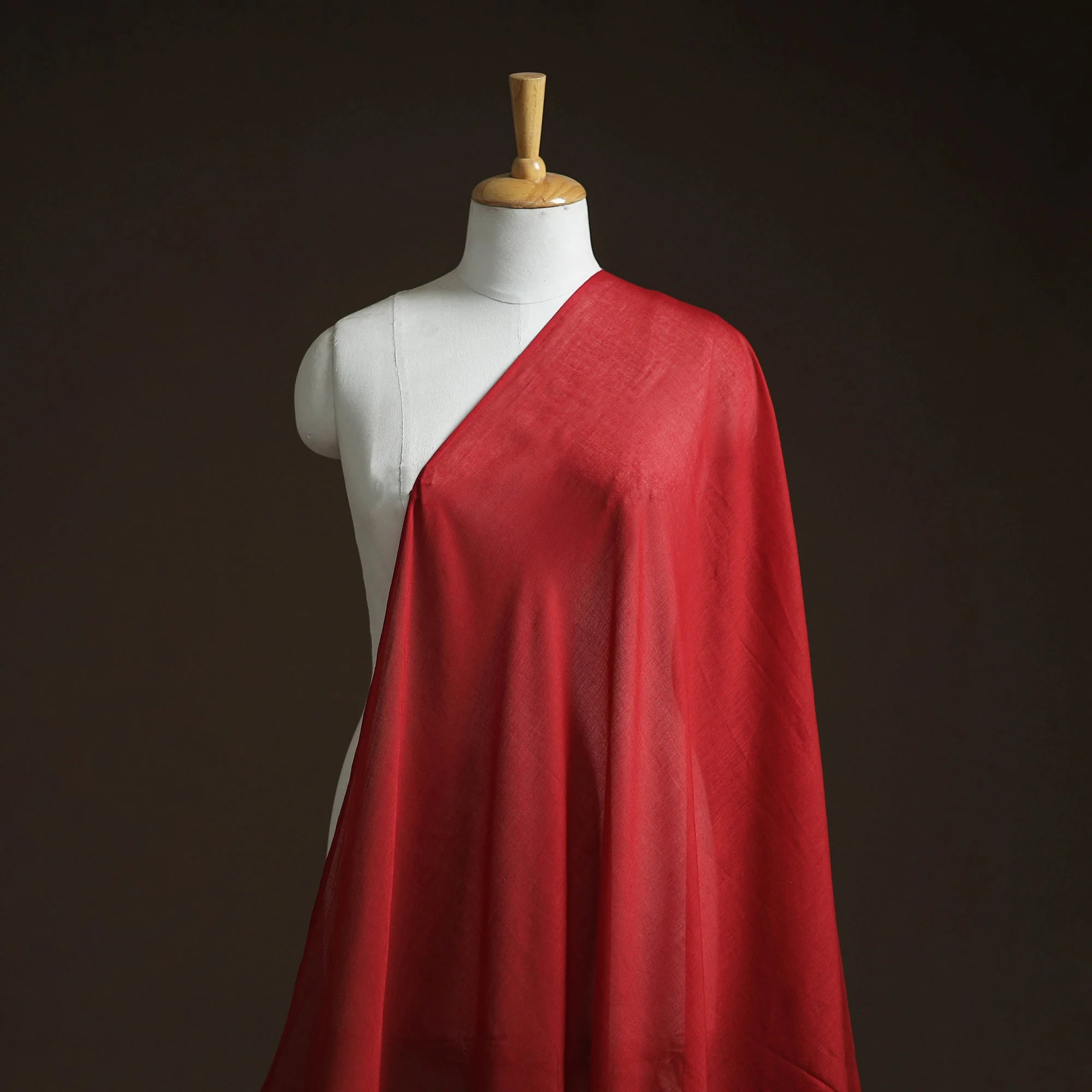Red - Prewashed Mul Cotton Plain Fabric 08