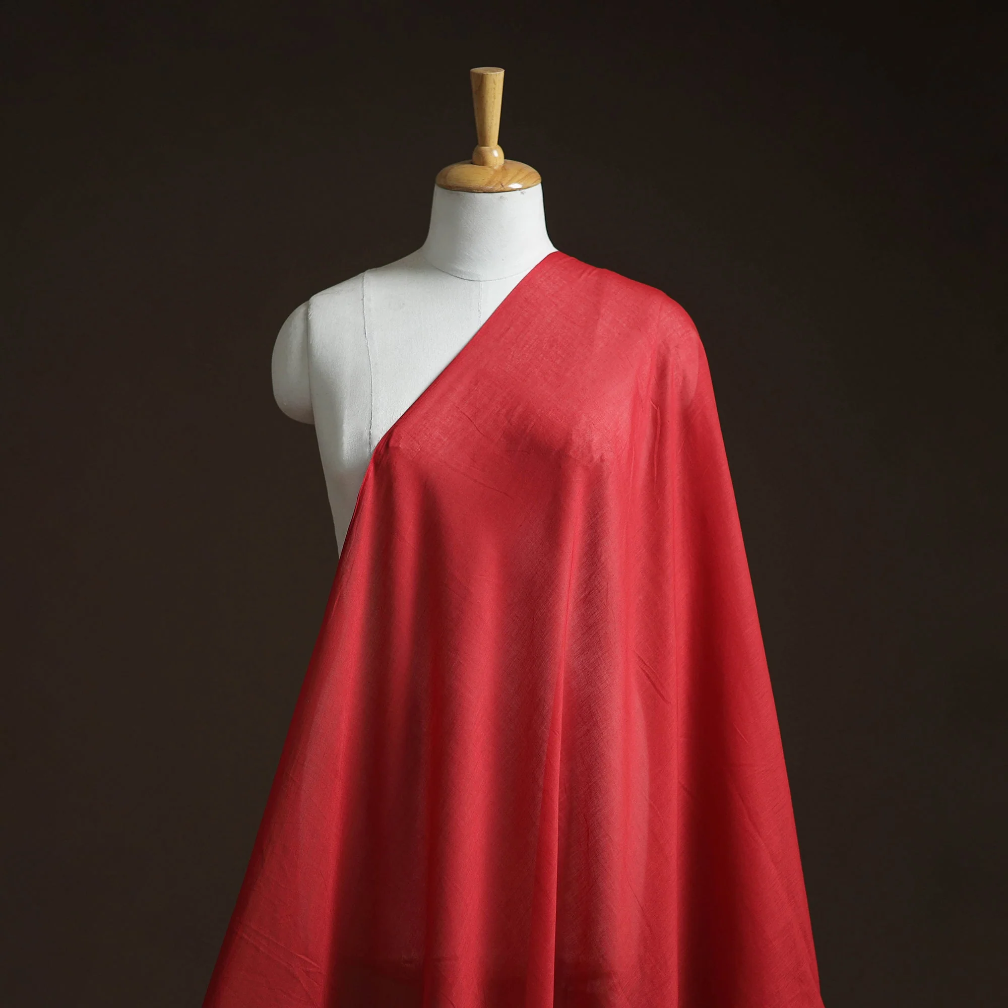 Red - Prewashed Mul Cotton Plain Fabric 15