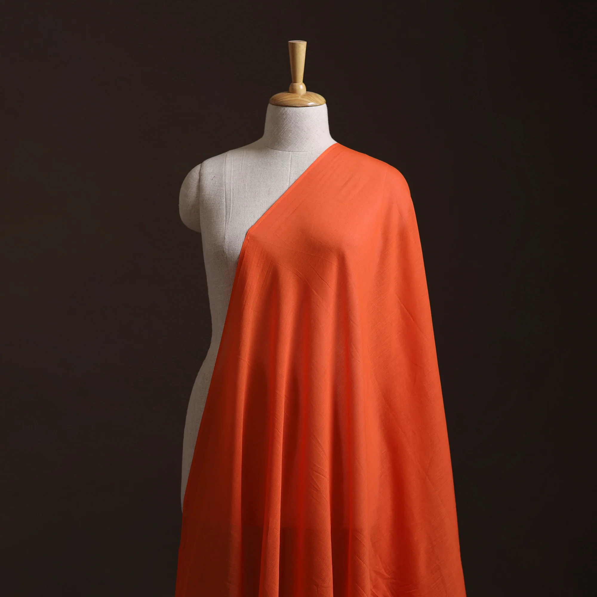 Orange - Prewashed Mul Cotton Plain Fabric 37