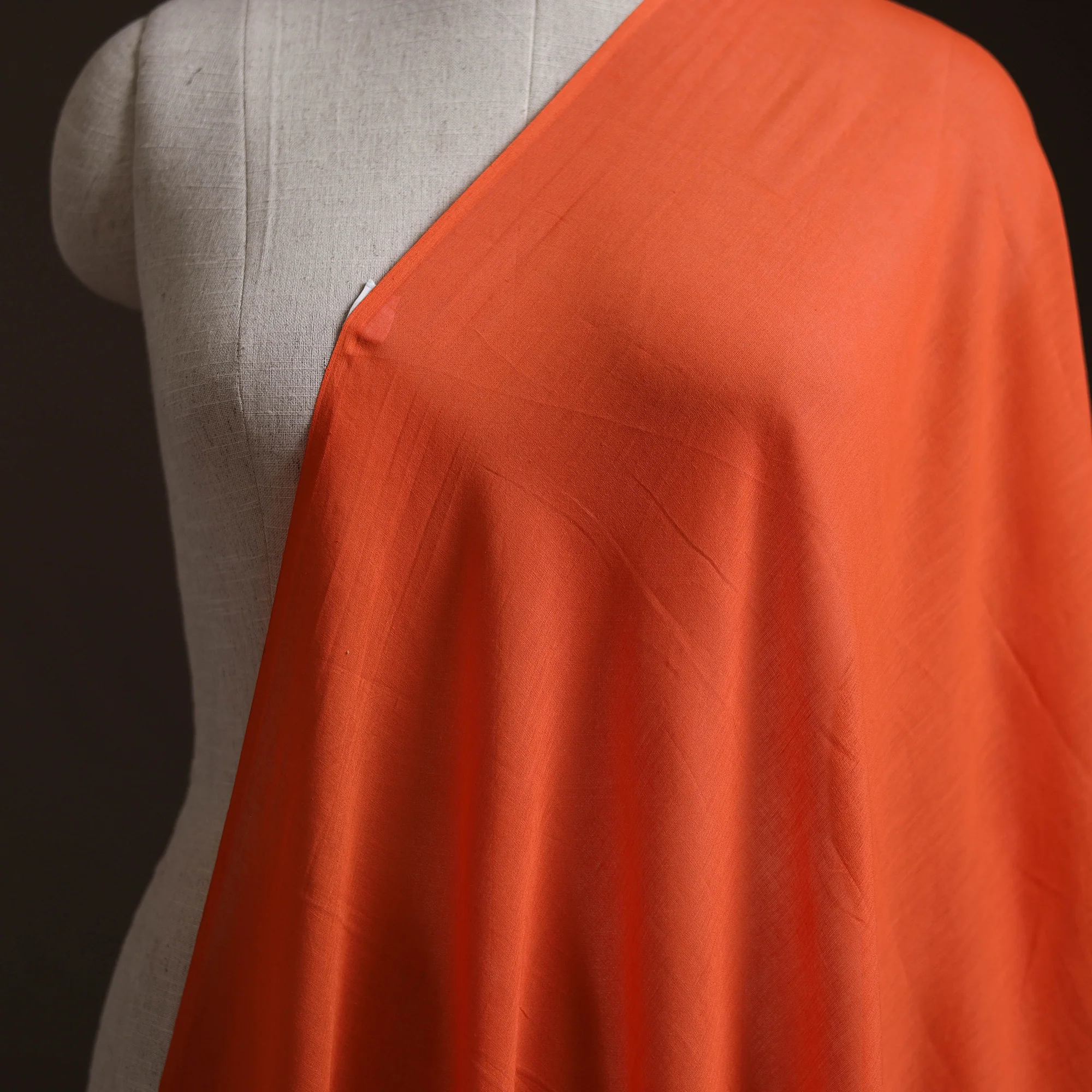 Orange - Prewashed Mul Cotton Plain Fabric 37 - Image 2