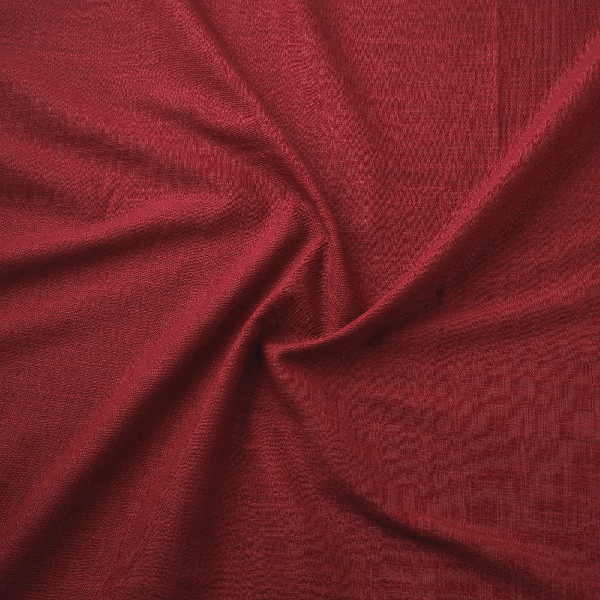 Red - Prewashed Slub Cotton Plain Fabric 08 - Image 3