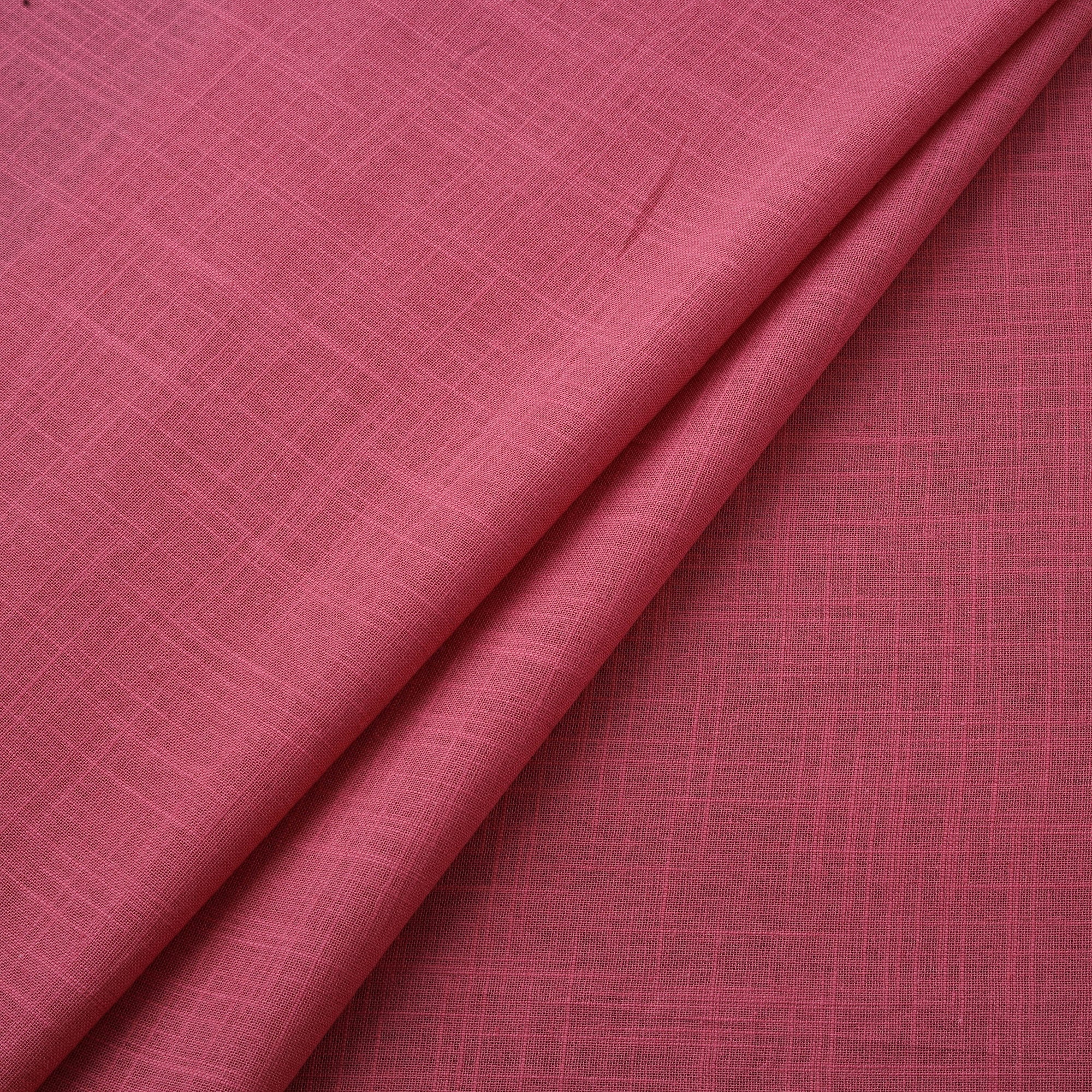 Pink - Prewashed Slub Cotton Plain Fabric 11 - Image 2
