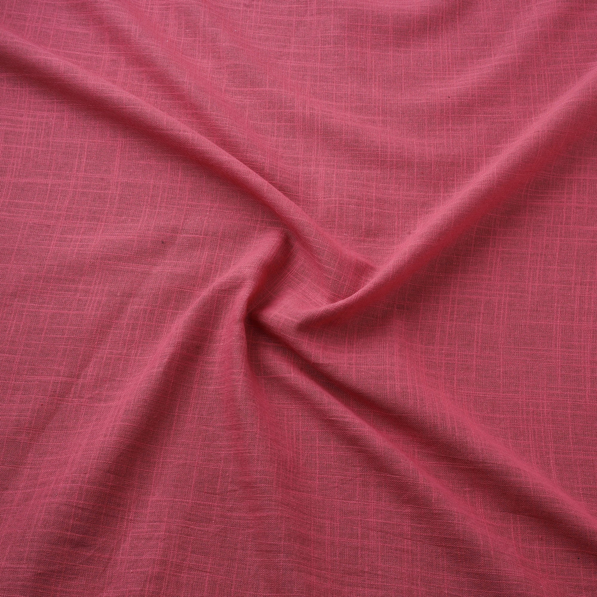 Pink - Prewashed Slub Cotton Plain Fabric 11 - Image 3