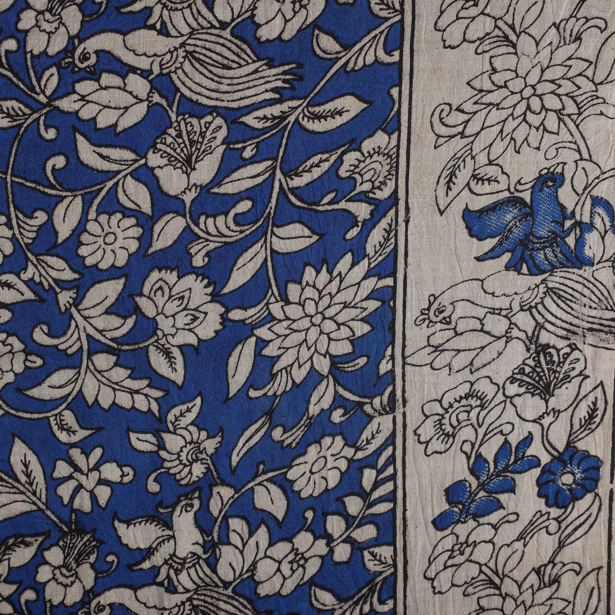 Blue - Printed Cotton Kalamkari Fabric 04 - Image 4