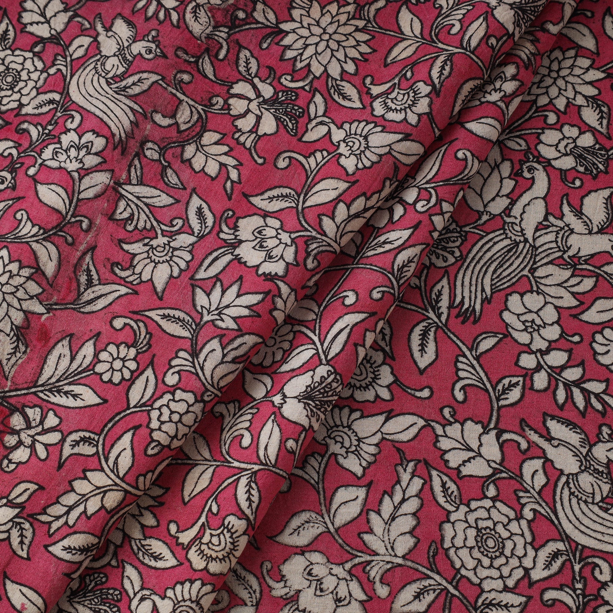 Pink - Printed Cotton Kalamkari Fabric 06