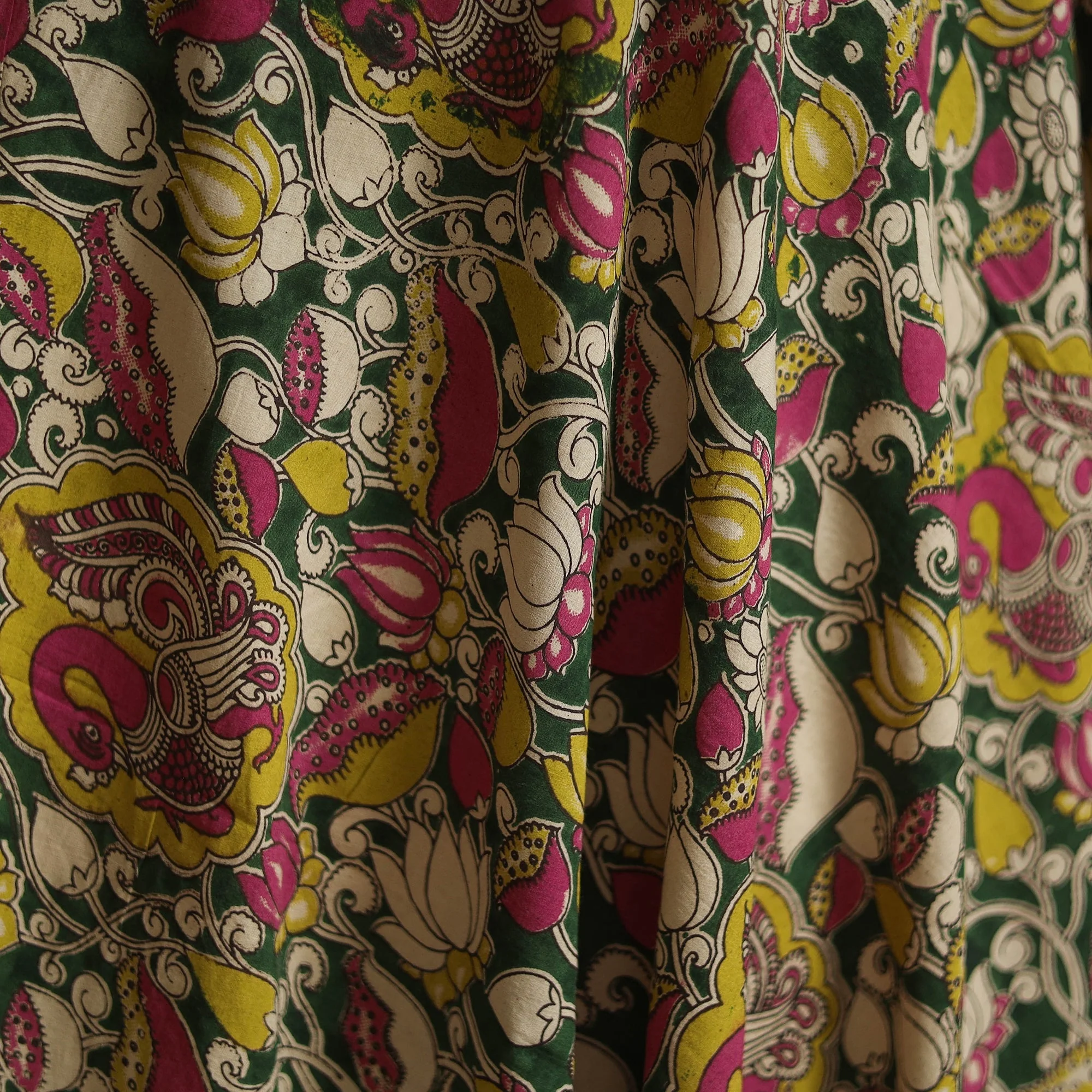 Multicolor - Printed Cotton Kalamkari Fabric 11 - Image 3