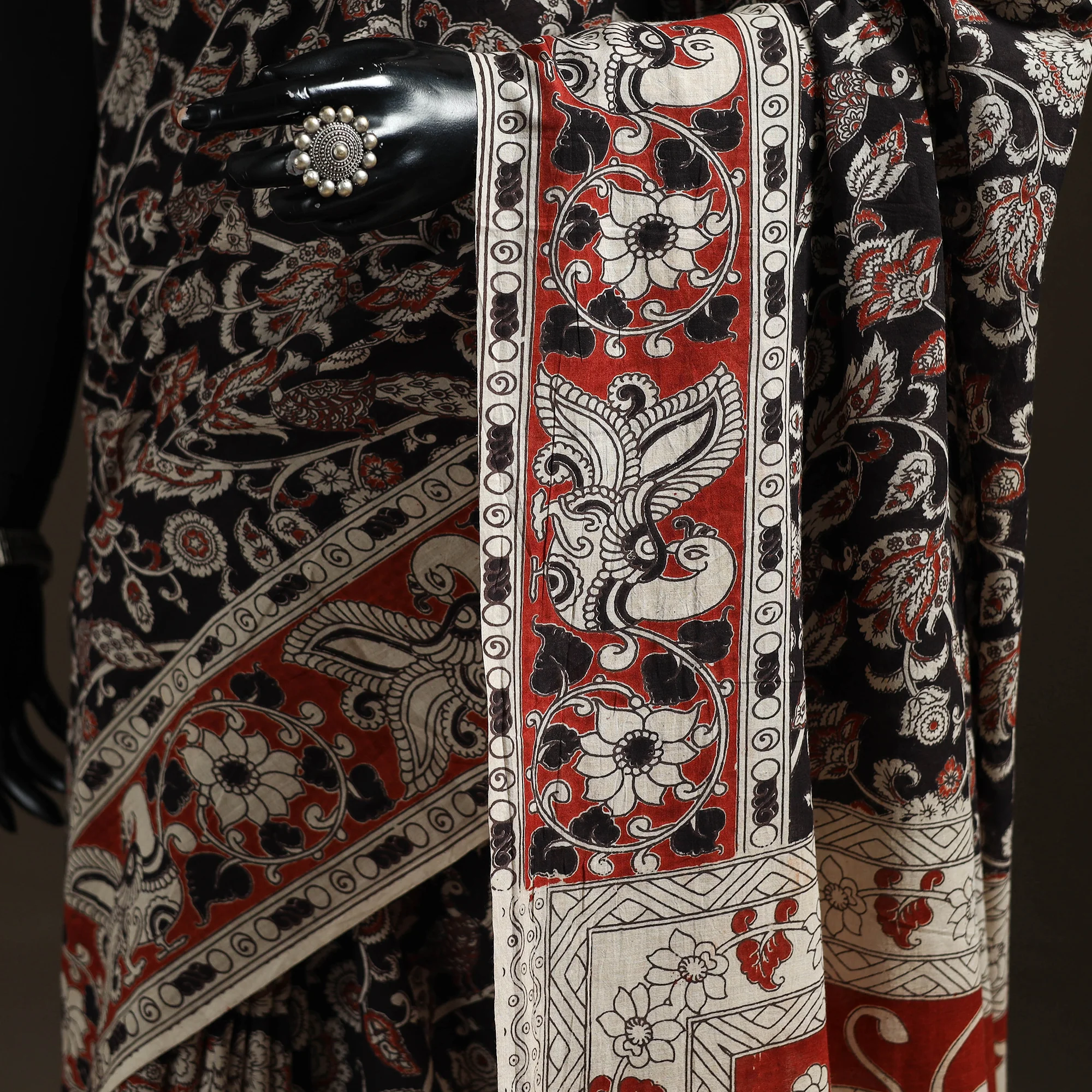 Printed Cotton Kalamkari Saree 26 - Image 3