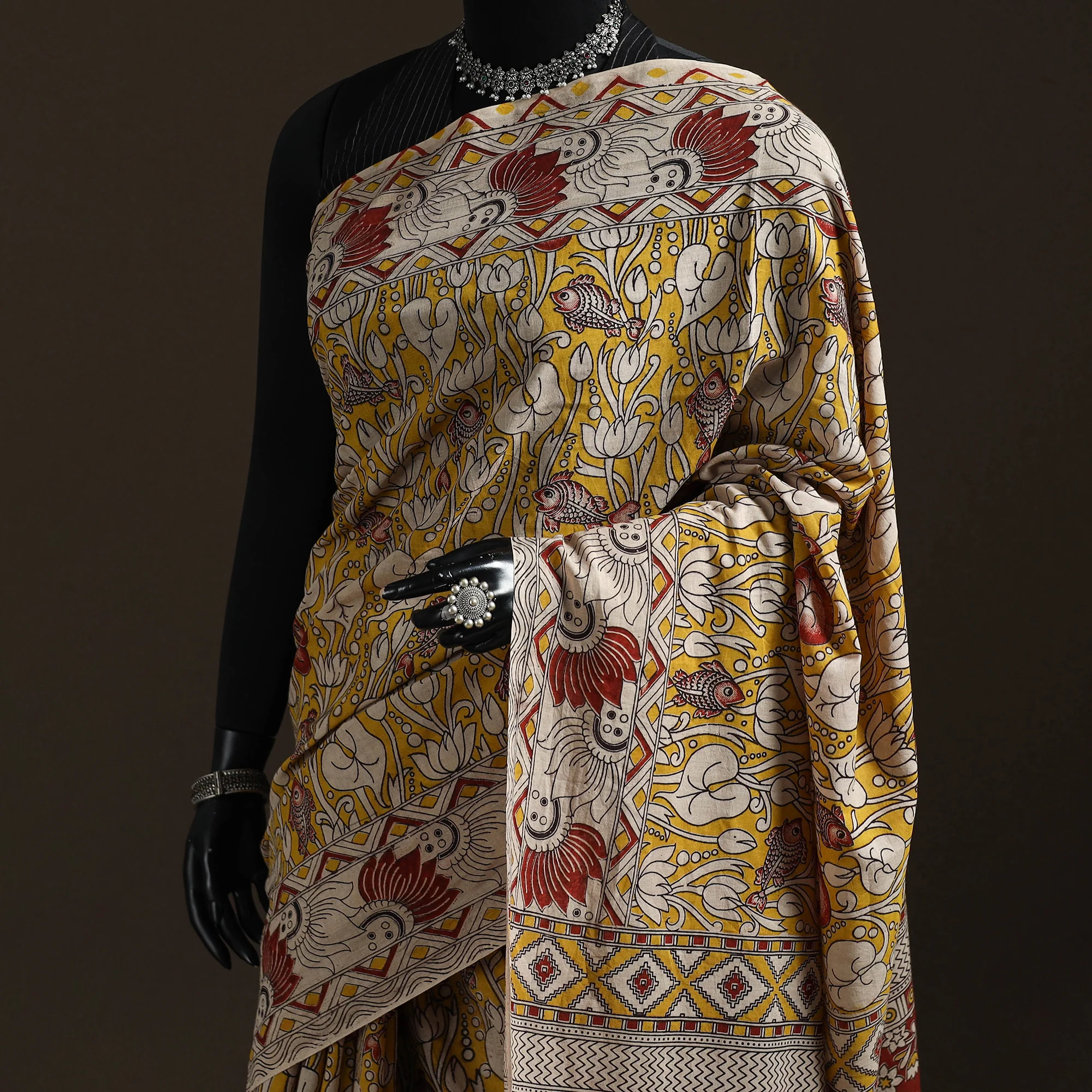 Printed Cotton Kalamkari Saree 33 - Image 2