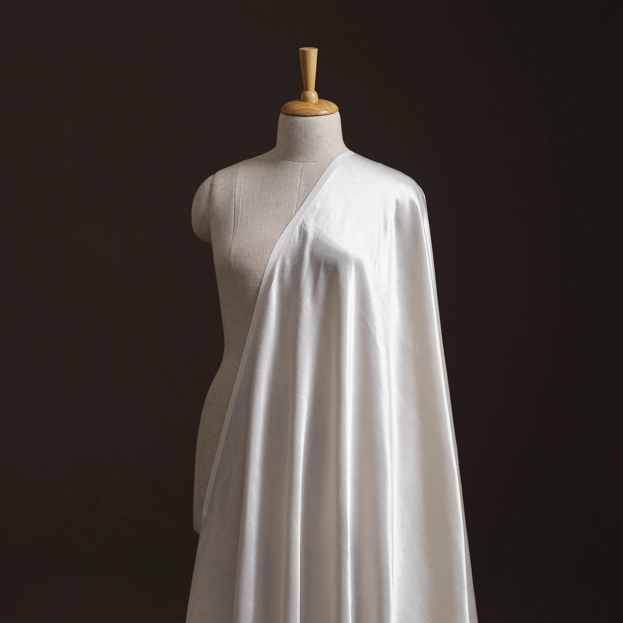 White - Pure Mashru Silk Plain Fabric (Width - 46 in) 19