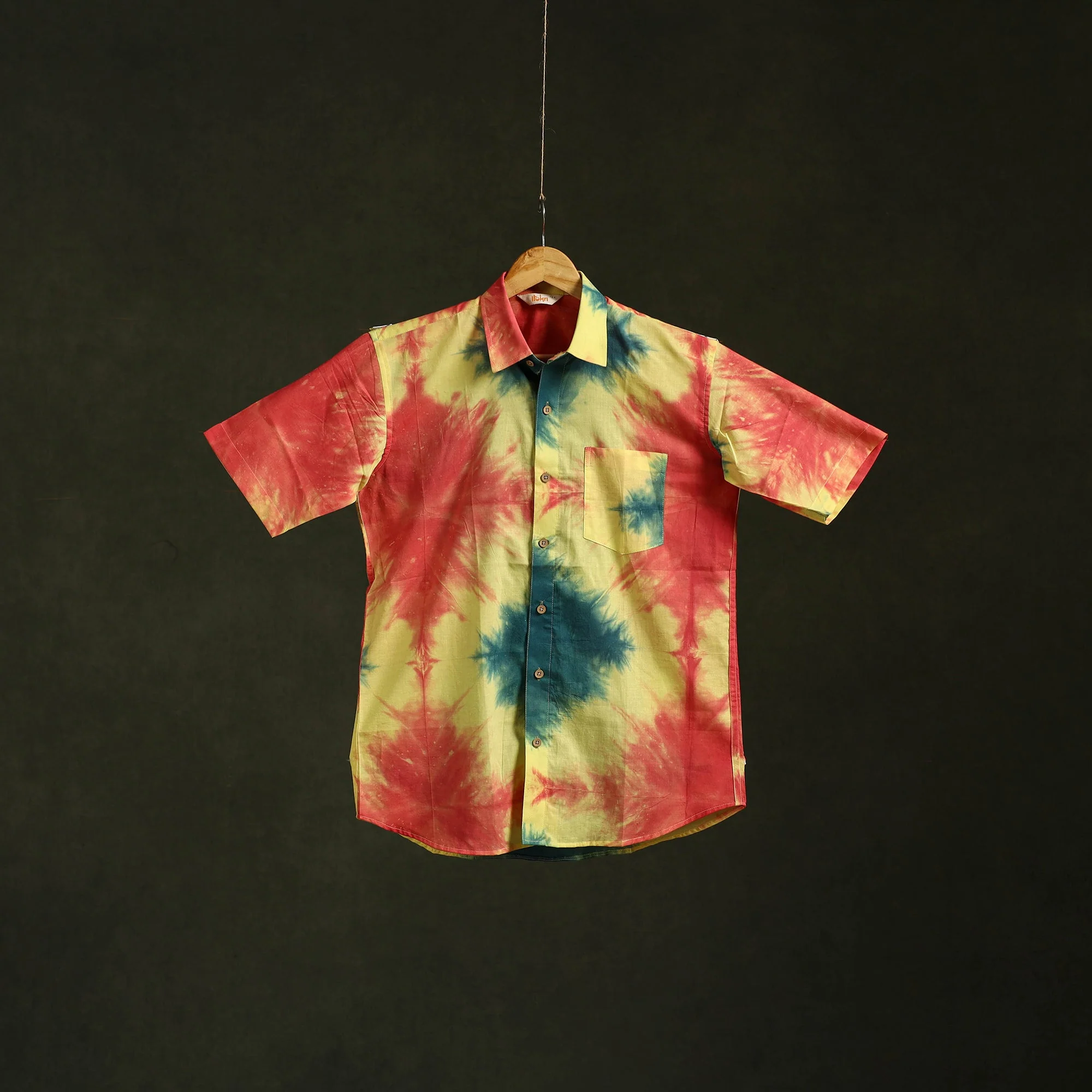 Multicolor - Pure Mul Cotton Half Sleeve Tie-Dye Men Shibori Shirt 06 - Image 2