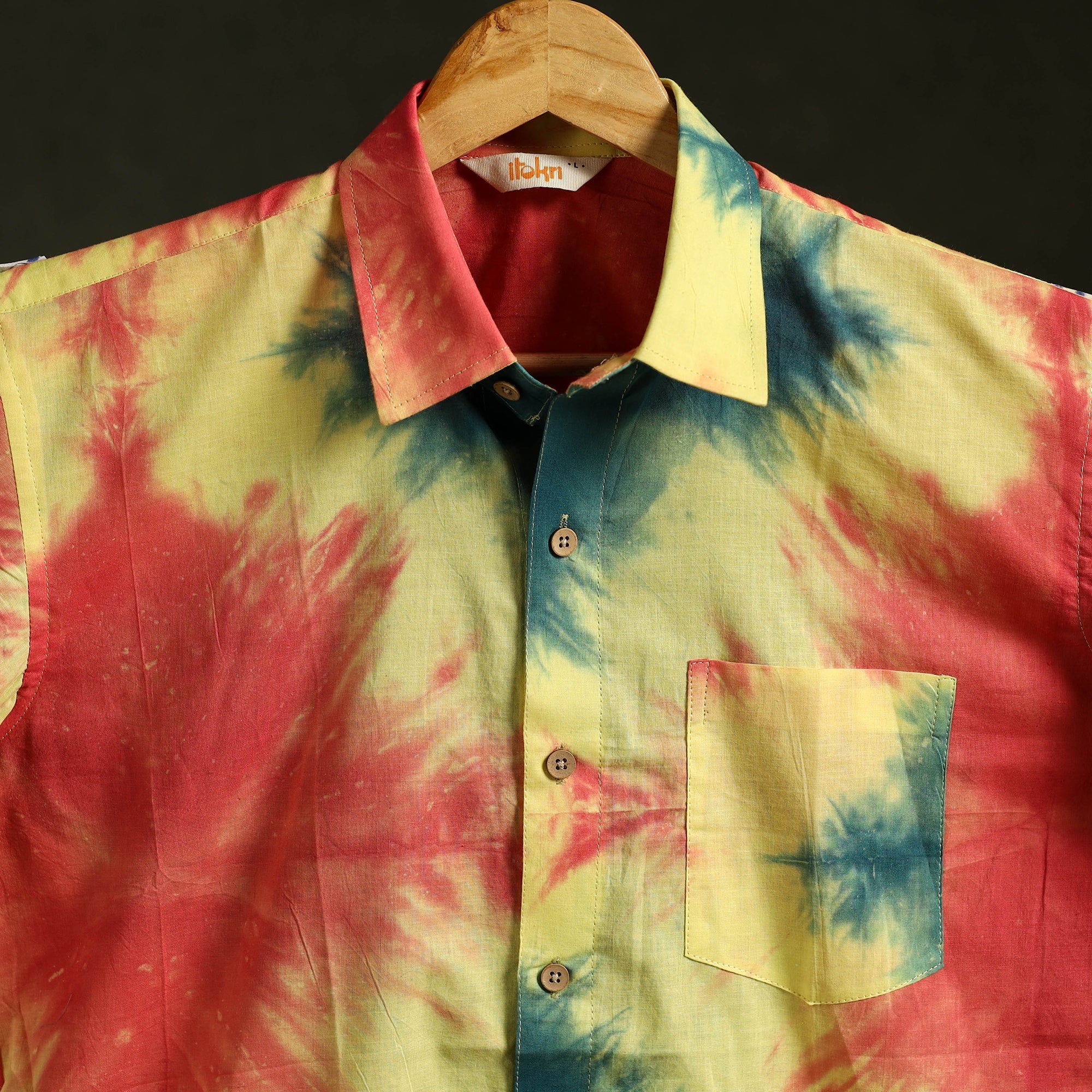 Multicolor - Pure Mul Cotton Half Sleeve Tie-Dye Men Shibori Shirt 06 - Image 3