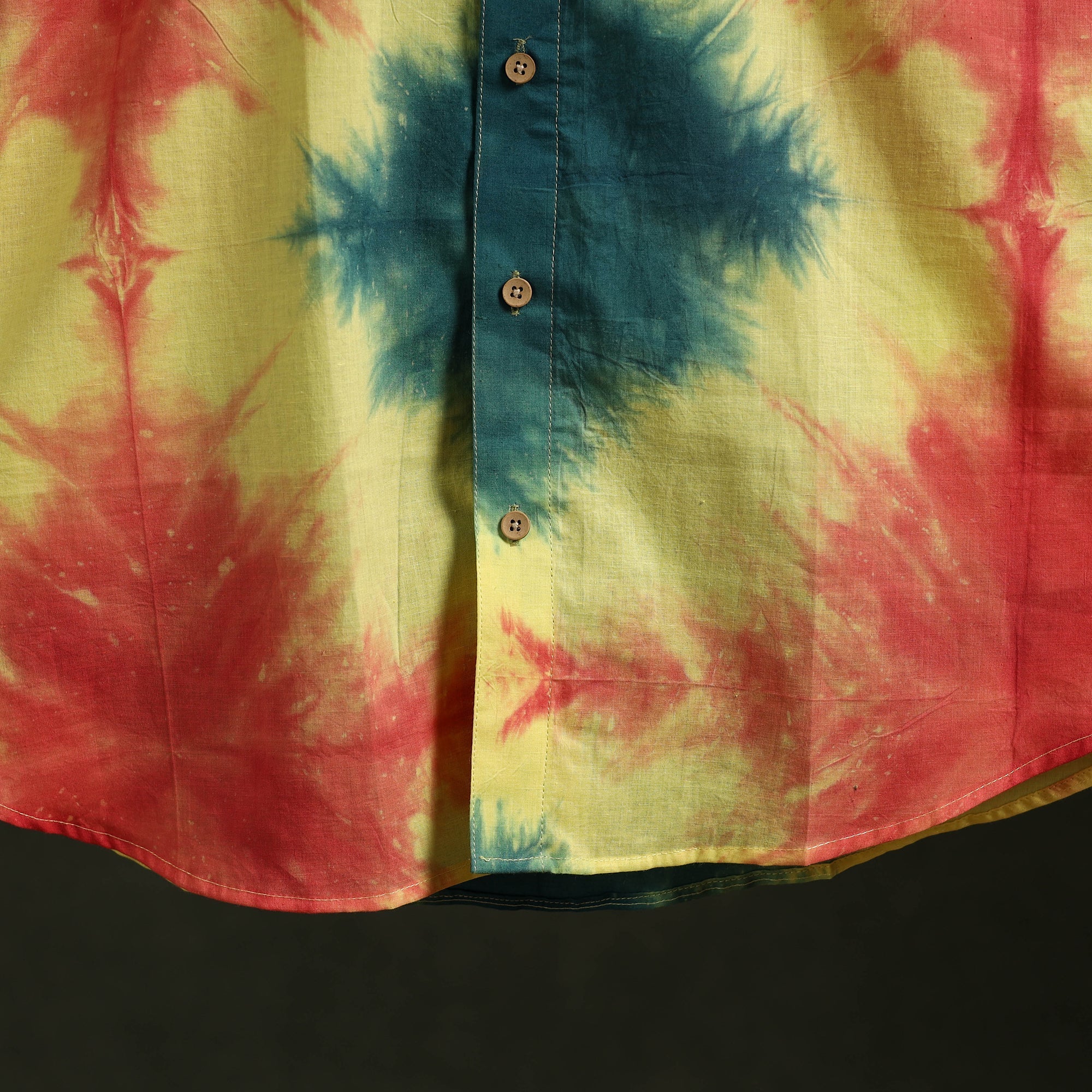 Multicolor - Pure Mul Cotton Half Sleeve Tie-Dye Men Shibori Shirt 06 - Image 5