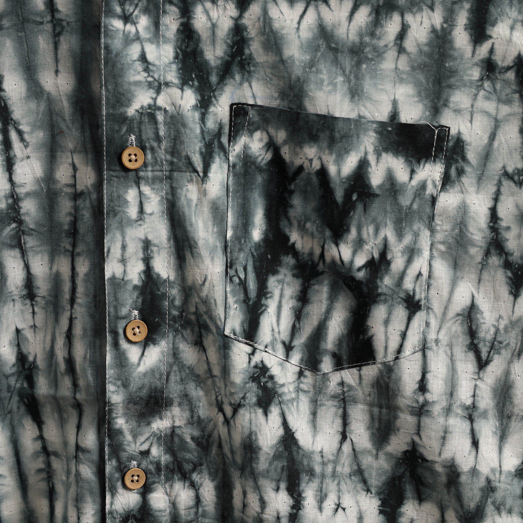 Black - Pure Mul Cotton Half Sleeve Tie-Dye Men Shibori Shirt 07 - Image 4