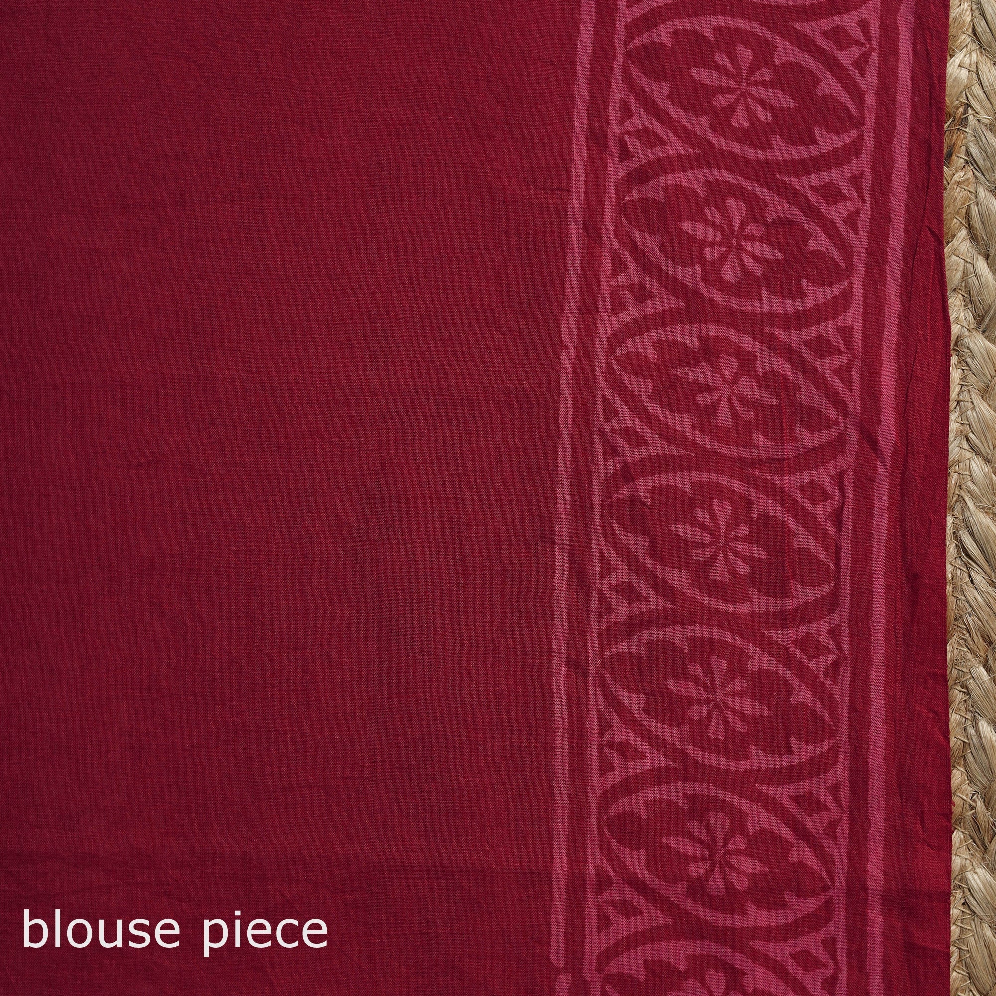 Red - Pure Mul Cotton Hand Block Batik Print Saree 21 - Image 5
