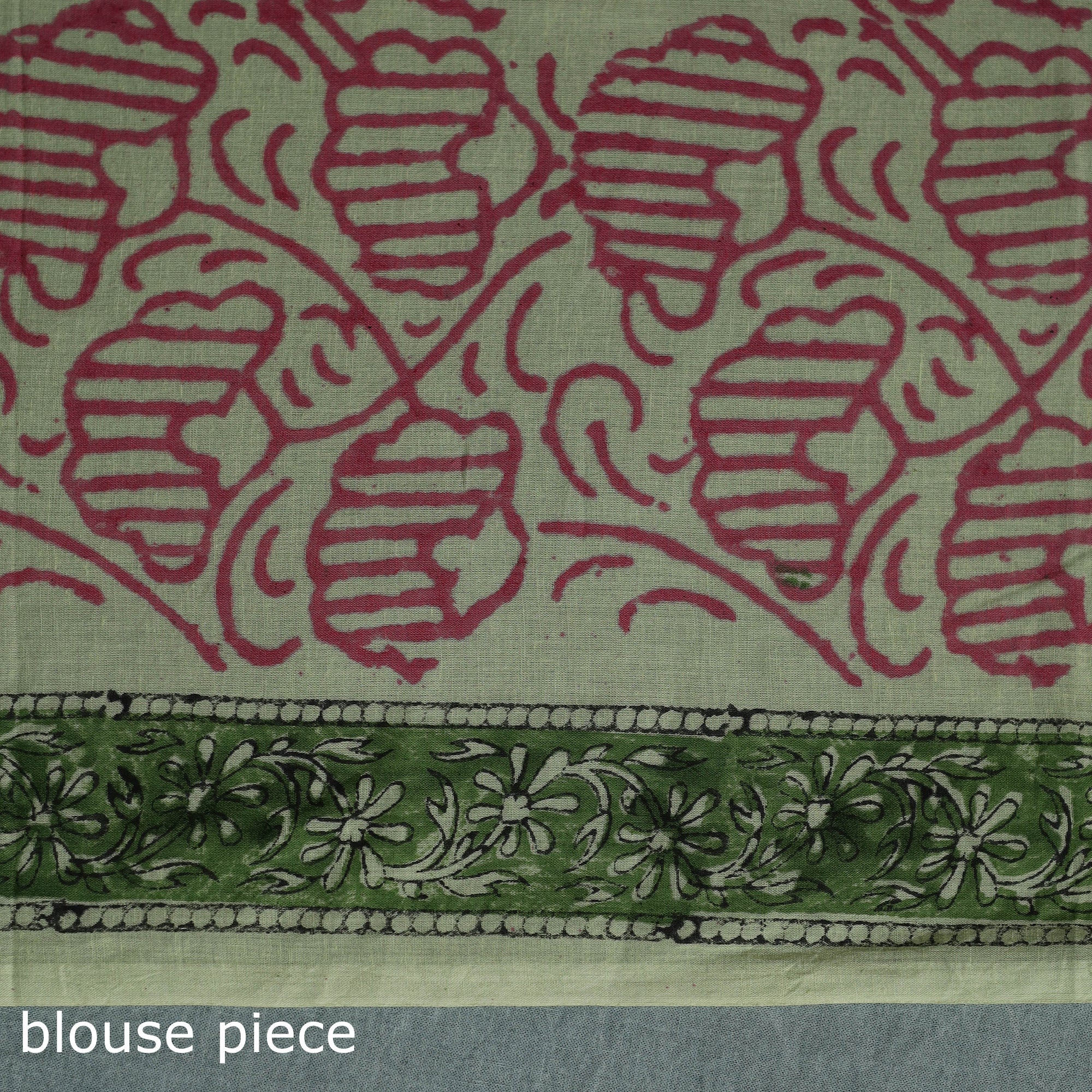 Green - Pure Mul Cotton Hand Block Sanganeri Print Saree 06 - Image 5