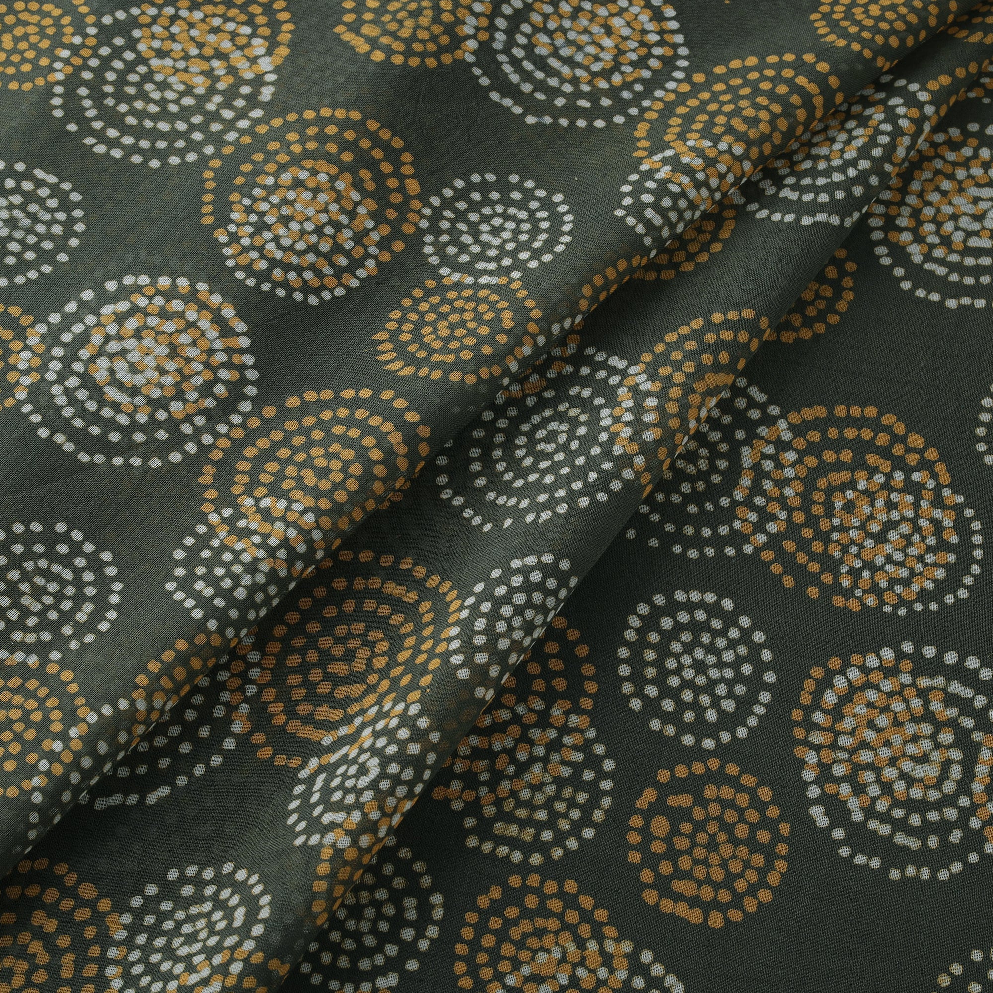Green - Pure Mul Cotton Kutch Hand Block Batik Print Fabric 01 - Image 2