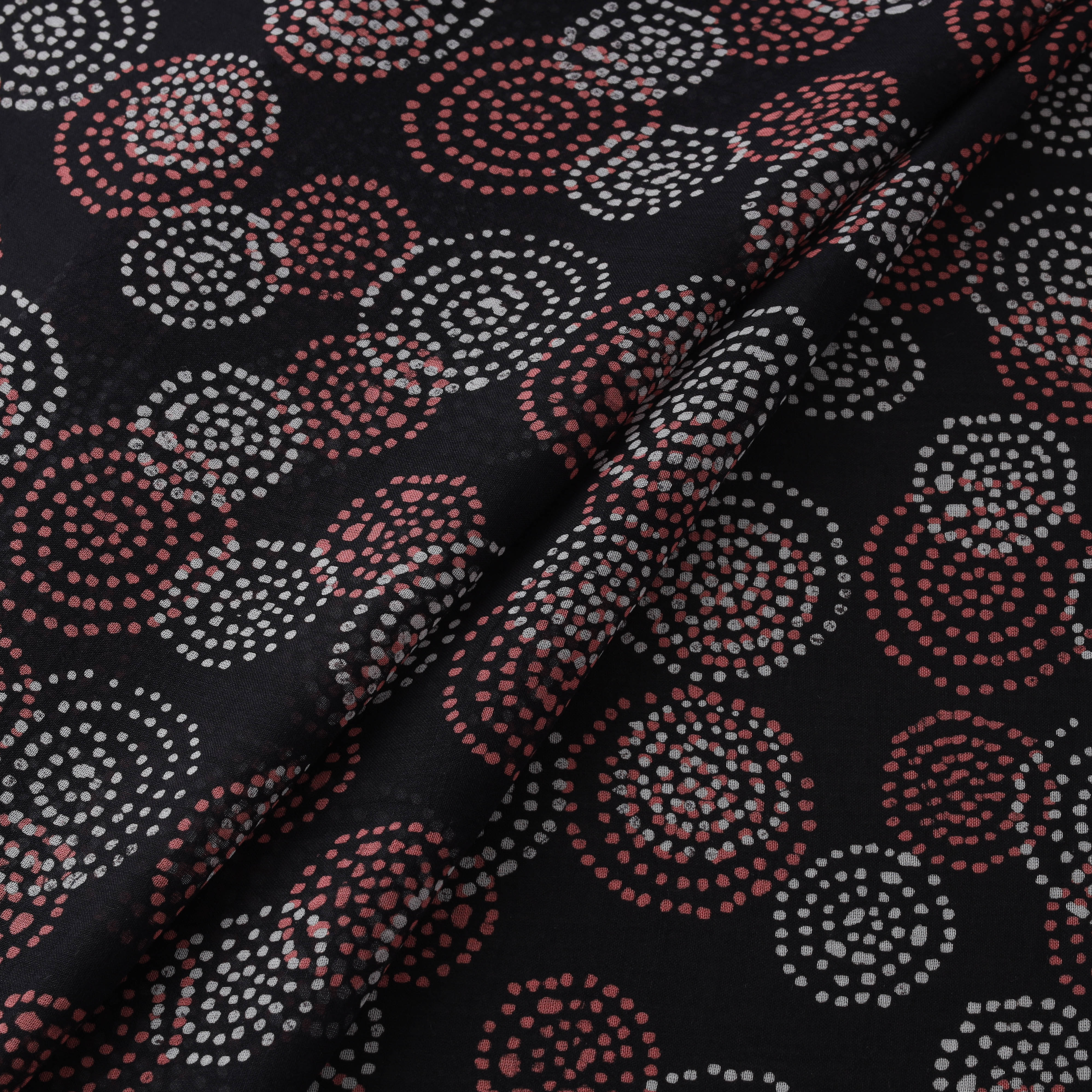 Black - Pure Mul Cotton Kutch Hand Block Batik Print Fabric 05 - Image 2