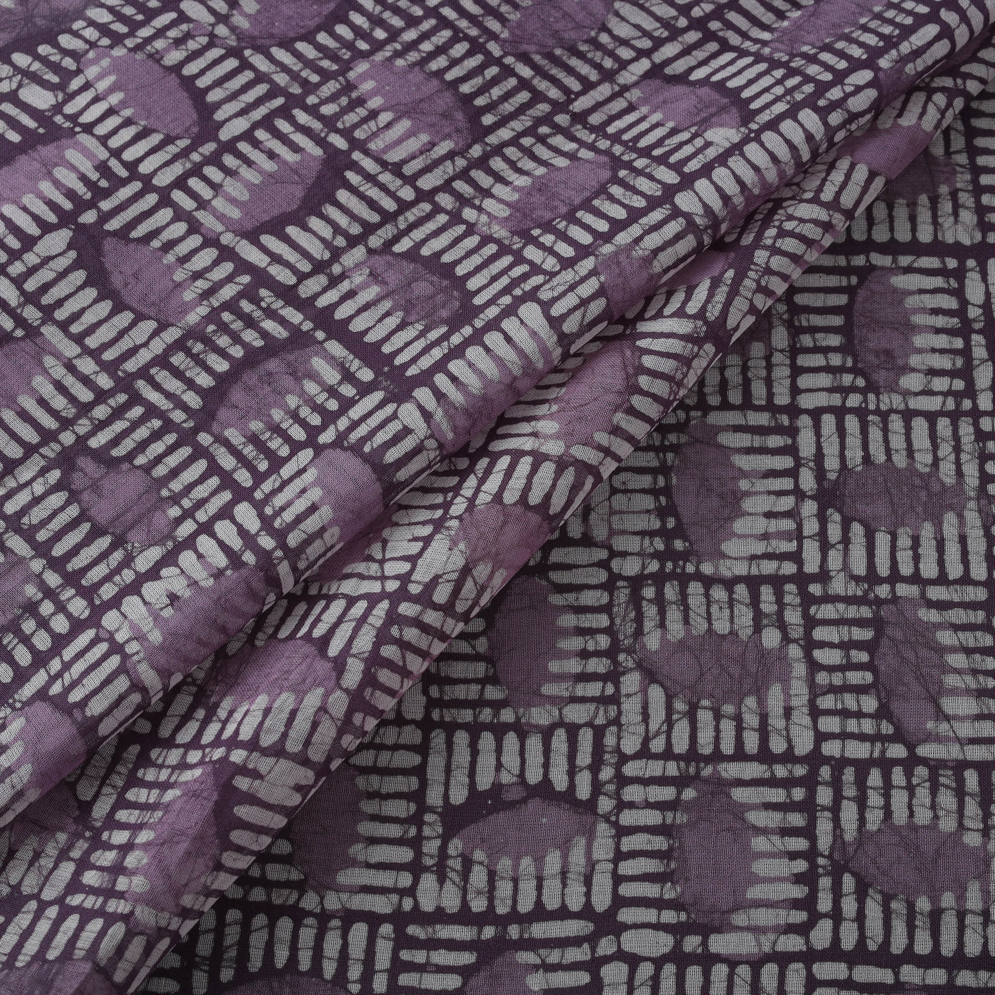 Purple - Pure Mul Cotton Kutch Hand Block Batik Print Fabric 07 - Image 2