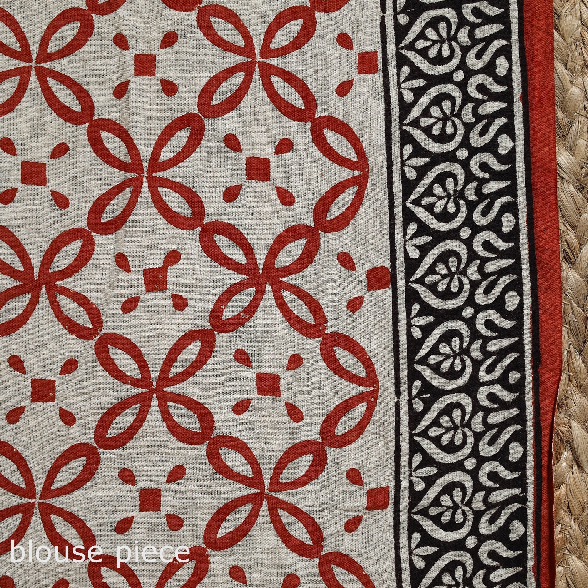 Black - Pure Mul Cotton Natural Dyed Hand Block Dabu Bagru Print Saree 10 - Image 5