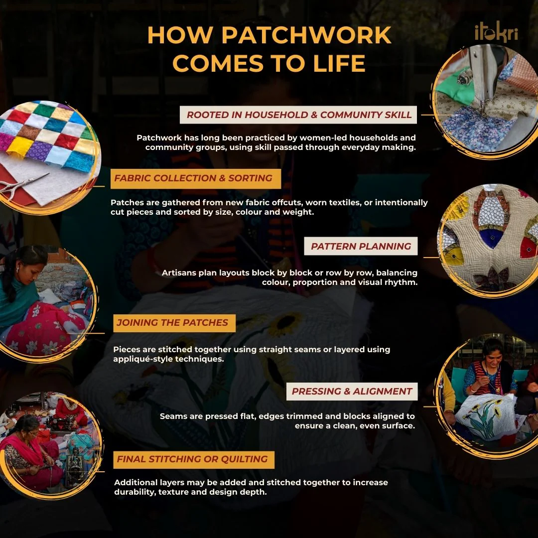 Multicolor - Pure Silk Reversible Patchwork Stole with Tassels 22 - Image 4