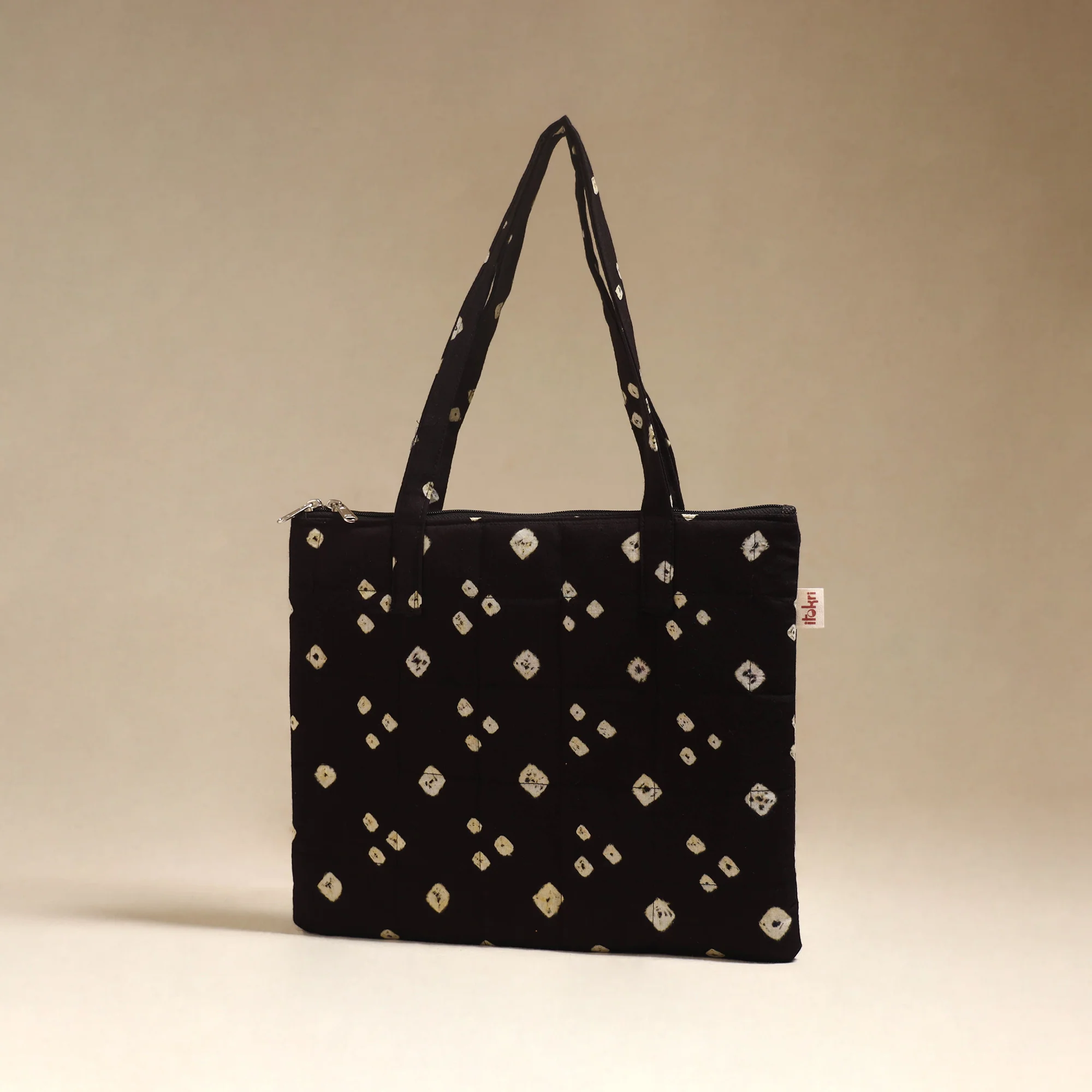 Black - Quilted Fabric Handcrafted Handbag 04