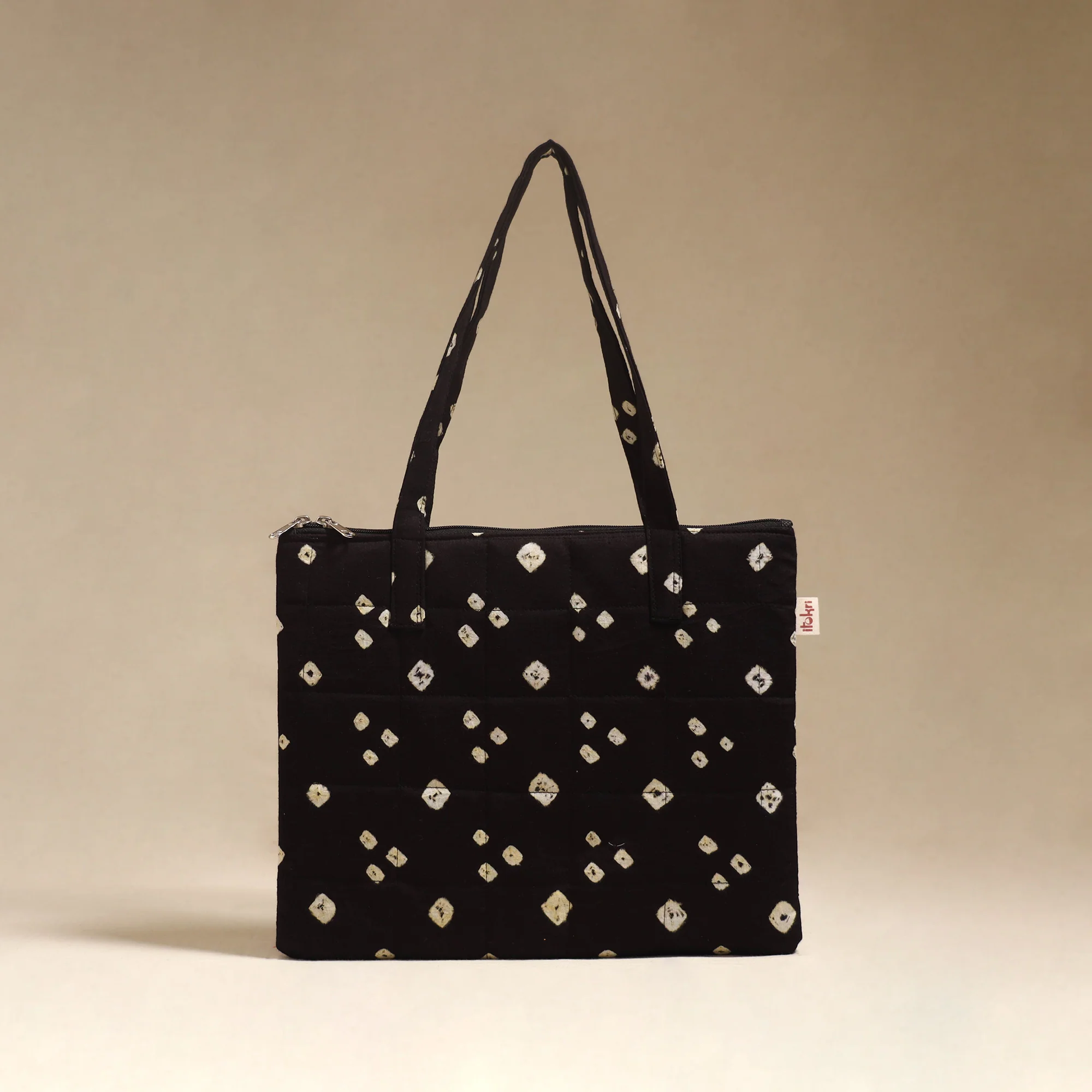 Black - Quilted Fabric Handcrafted Handbag 04 - Image 2
