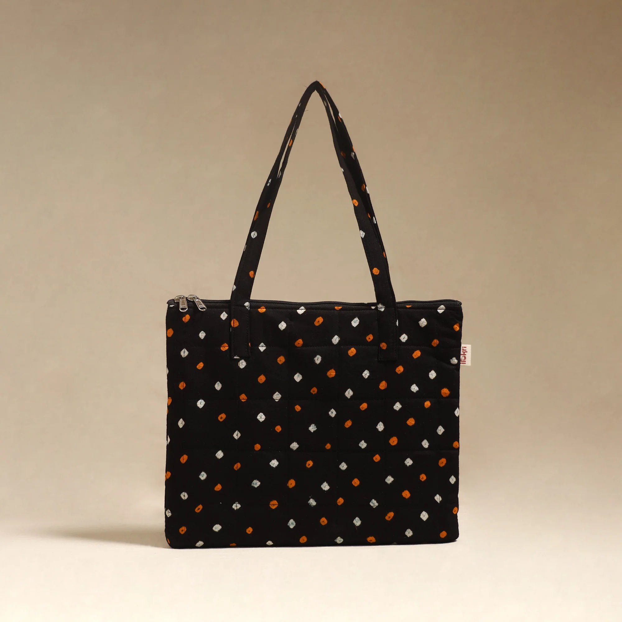 Black - Quilted Fabric Handcrafted Handbag 07 - Image 2