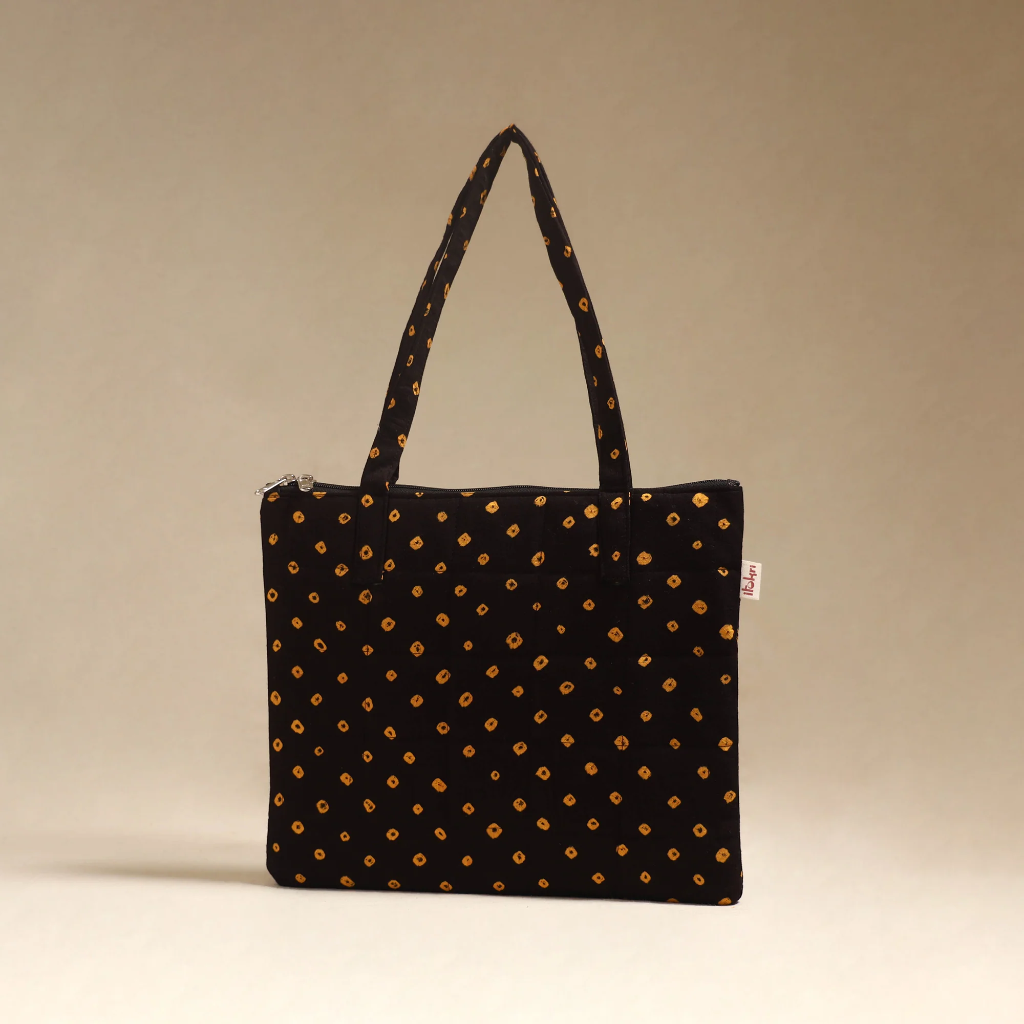 Black - Quilted Fabric Handcrafted Handbag 08