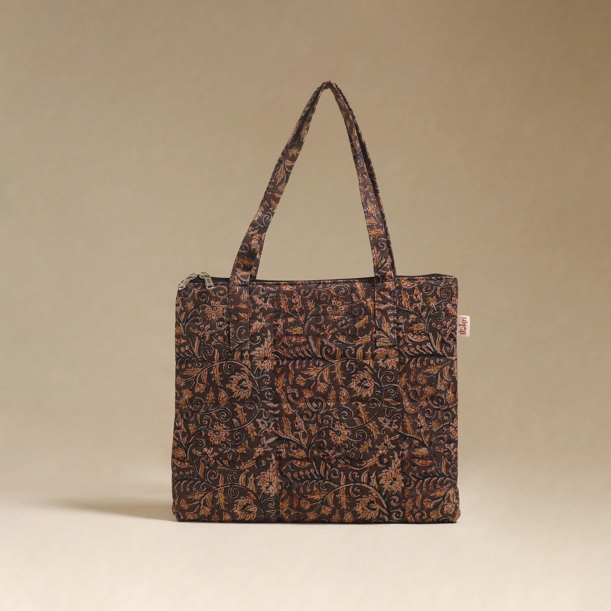 Brown - Quilted Fabric Handcrafted Handbag 13 - Image 2