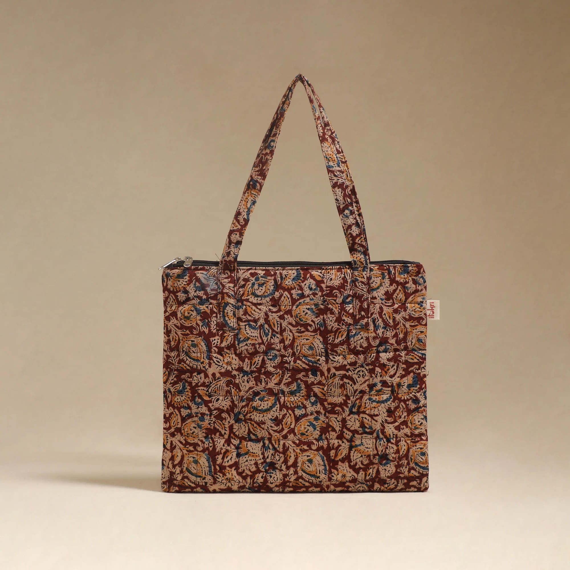 Maroon - Quilted Fabric Handcrafted Handbag 14 - Image 2