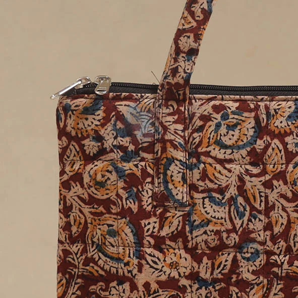 Maroon - Quilted Fabric Handcrafted Handbag 14 - Image 3